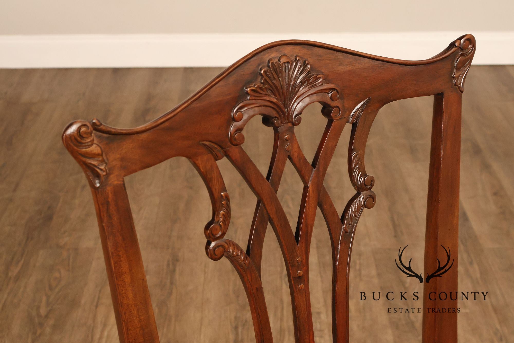 Maitland Smith Chippendale Style Set of Ten Mahogany Dining Chairs