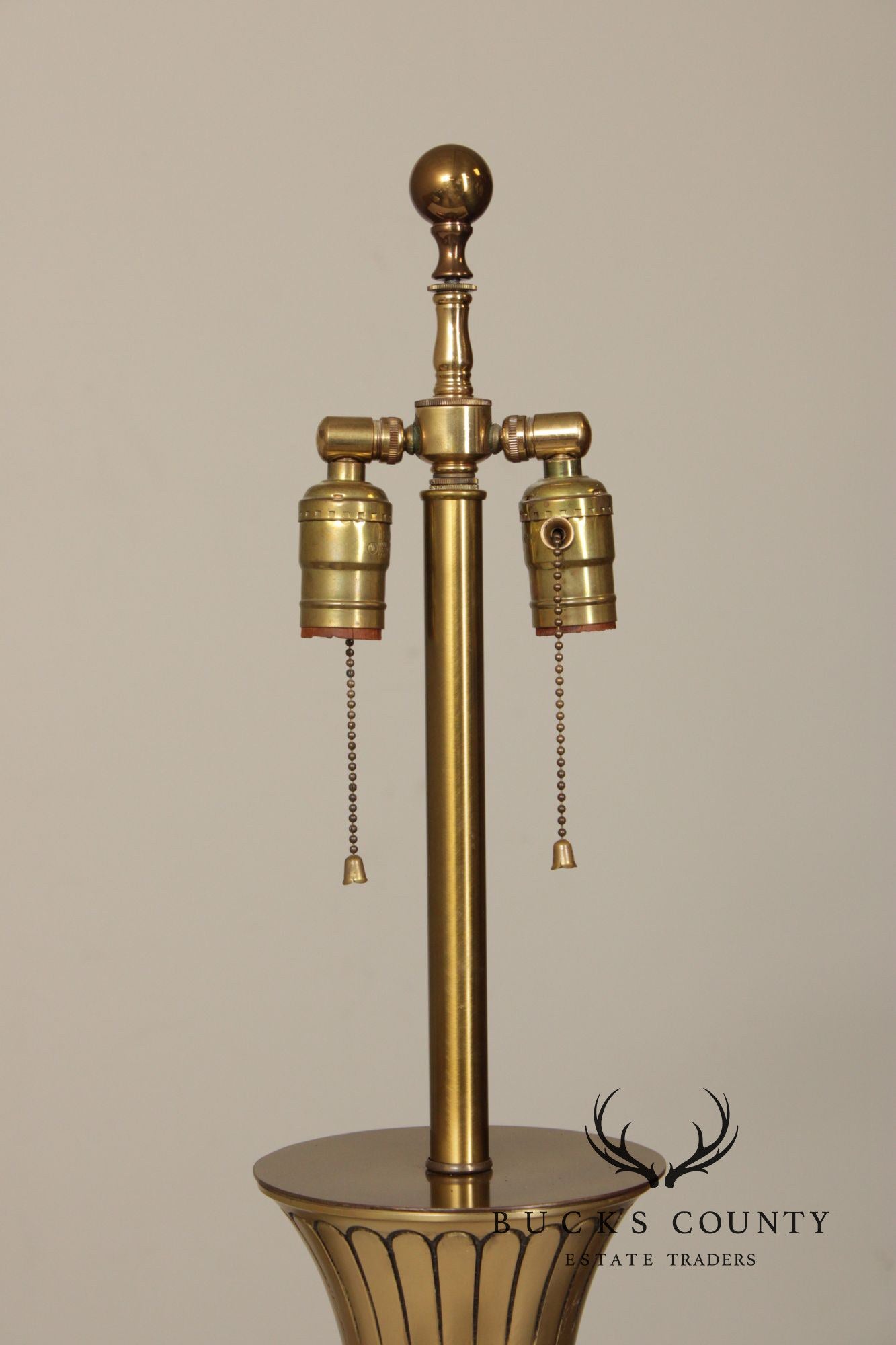 Leviton Art Deco Style Pair of Brass And Lucite Table Lamps