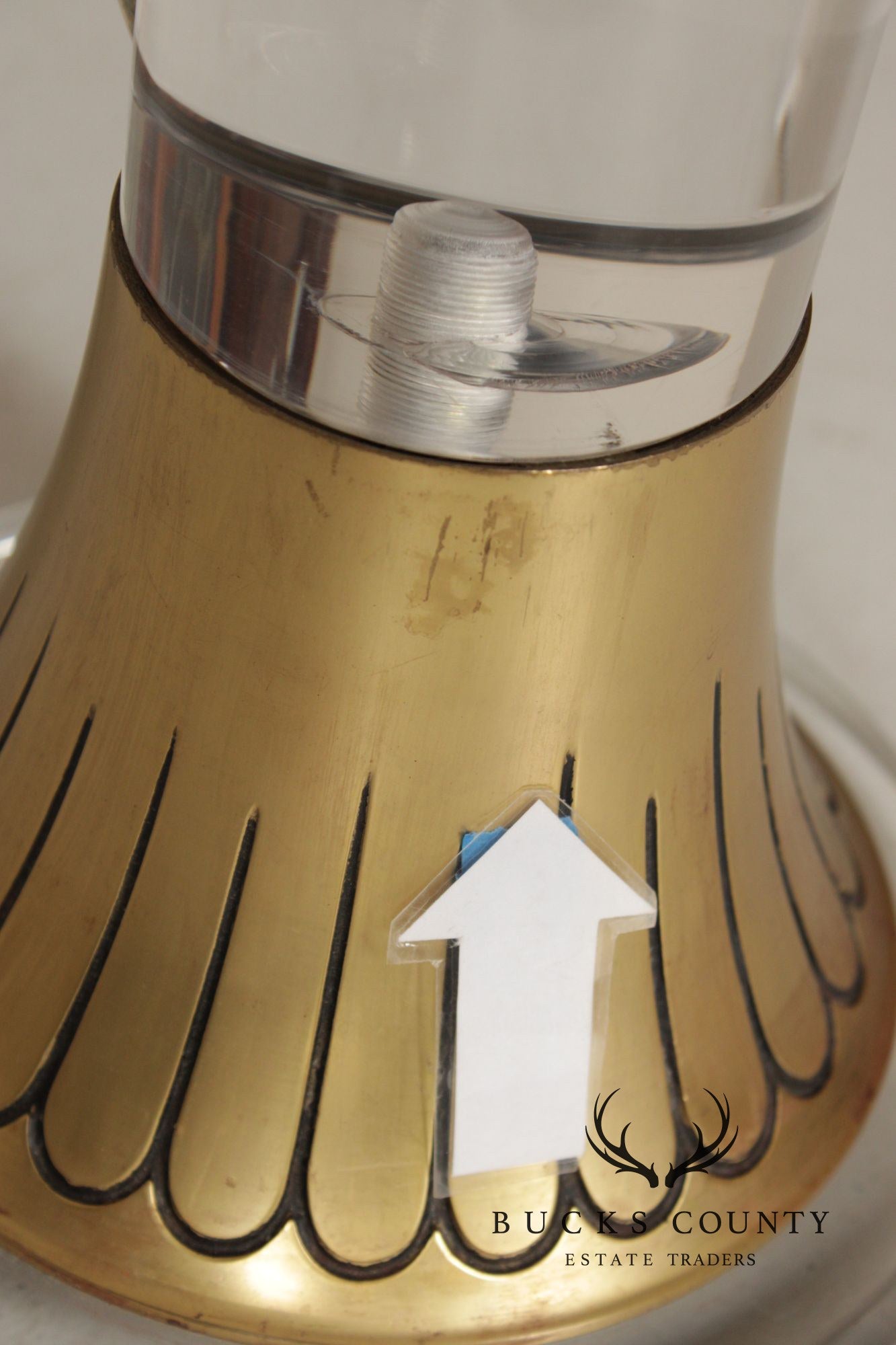 Leviton Art Deco Style Pair of Brass And Lucite Table Lamps