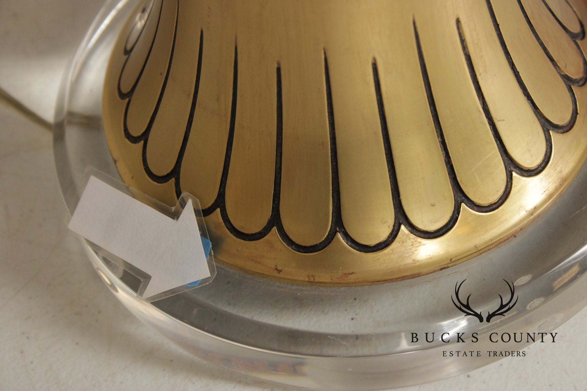 Leviton Art Deco Style Pair of Brass And Lucite Table Lamps