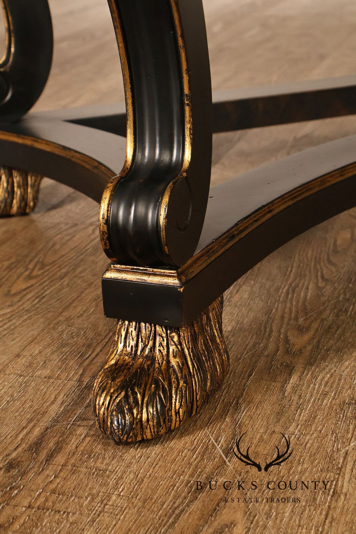 Century Furniture Ebonized And Gilt Executive Writing Desk With Leather Top