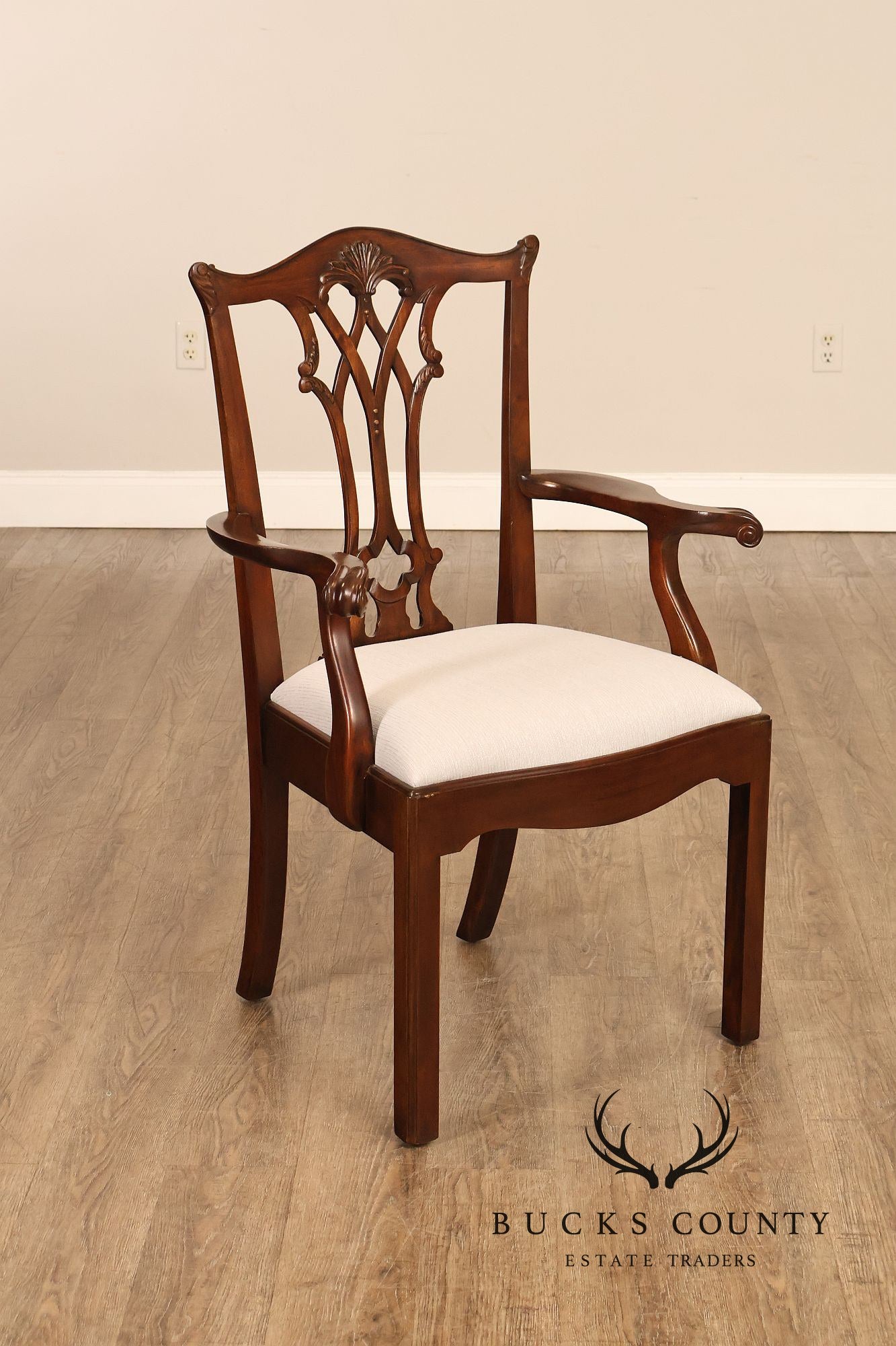 Maitland Smith Chippendale Style Set of Ten Mahogany Dining Chairs