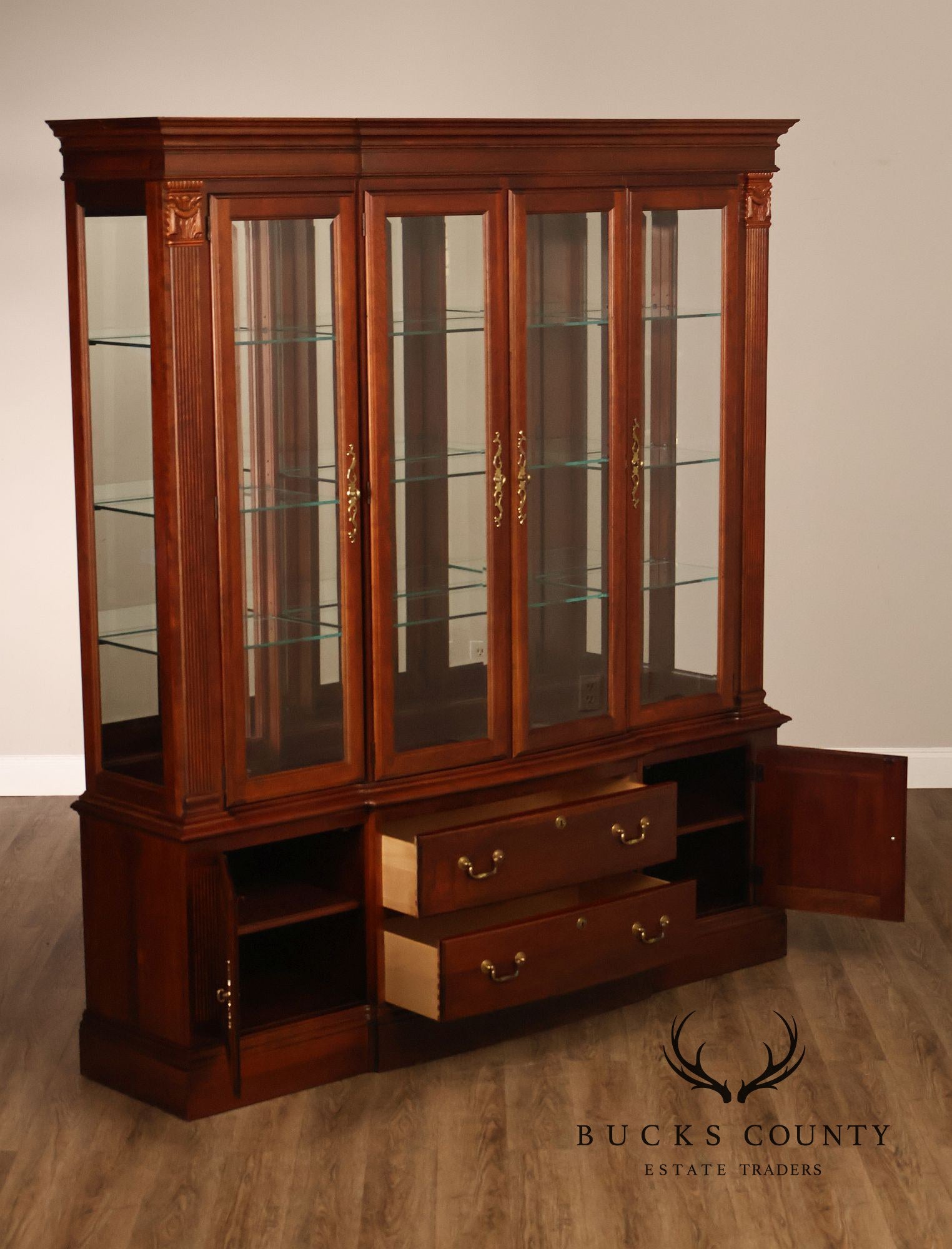 Pennsylvania House Georgian Revival Cherry Lighted Cherry China Cabinet