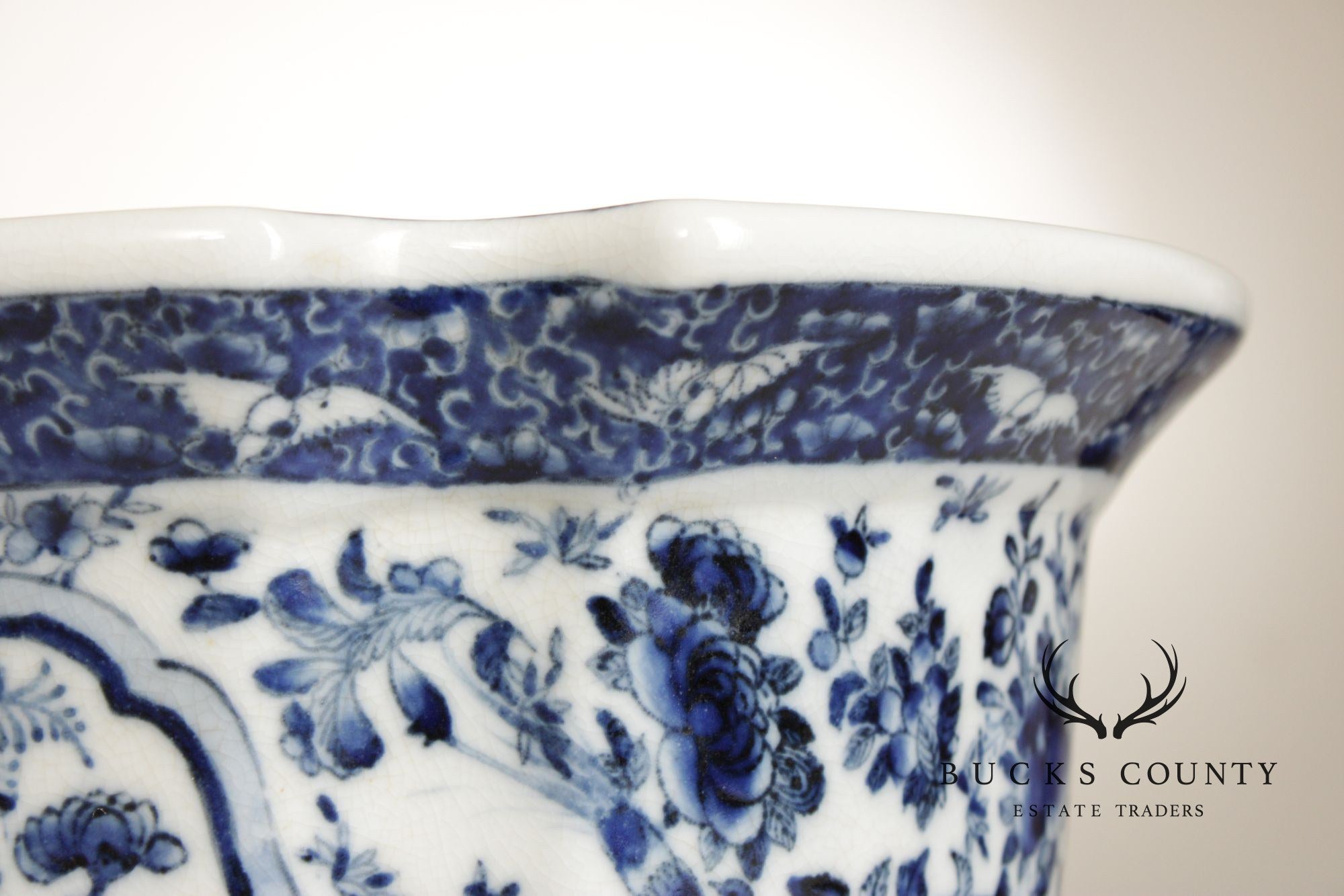 Asian Style Blue and White Porcelain Planter