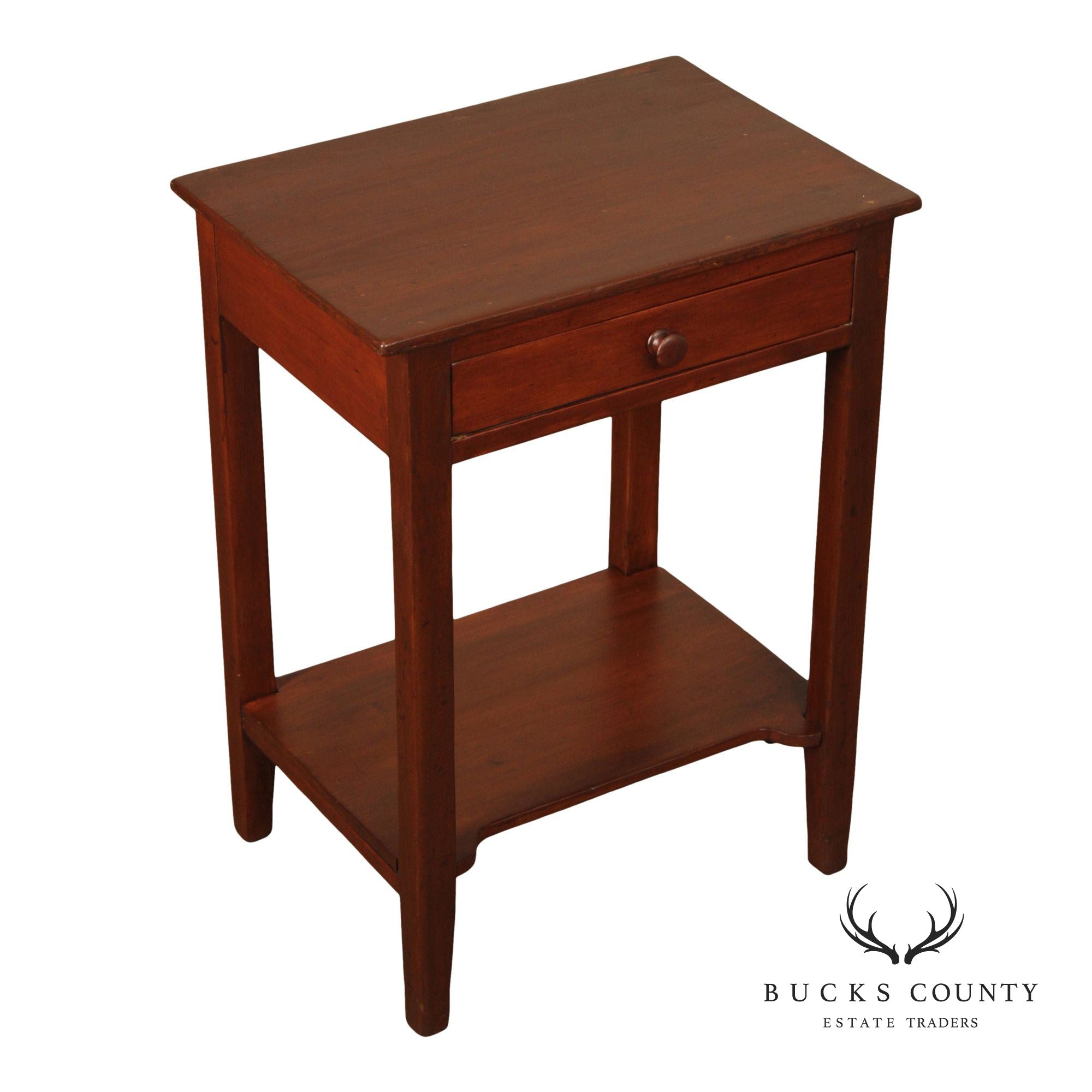 Antique American Poplar One-Drawer Side Table Nightstand