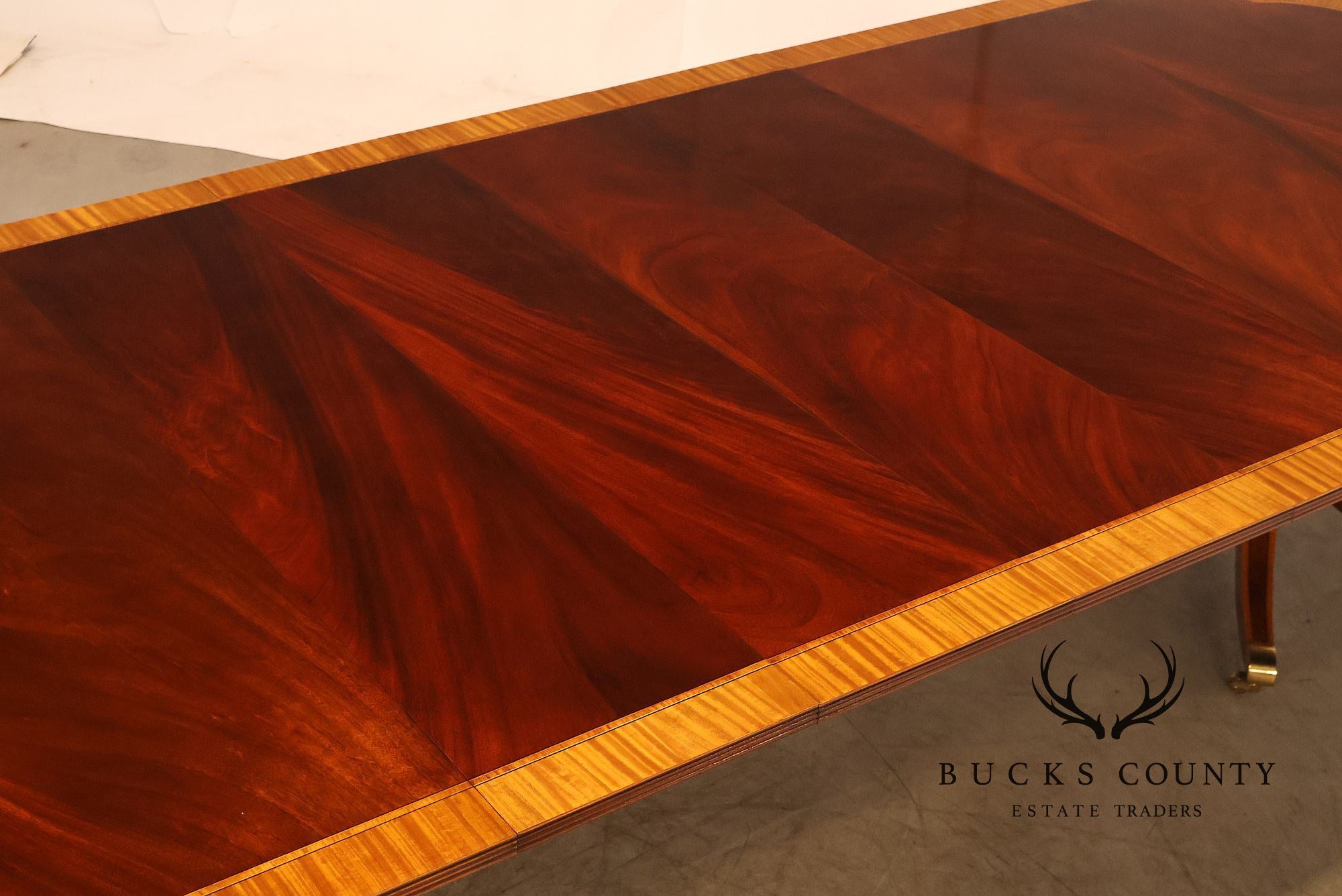 Karges Duncan Phyfe Banded Mahogany Double Pedestal Dining Table