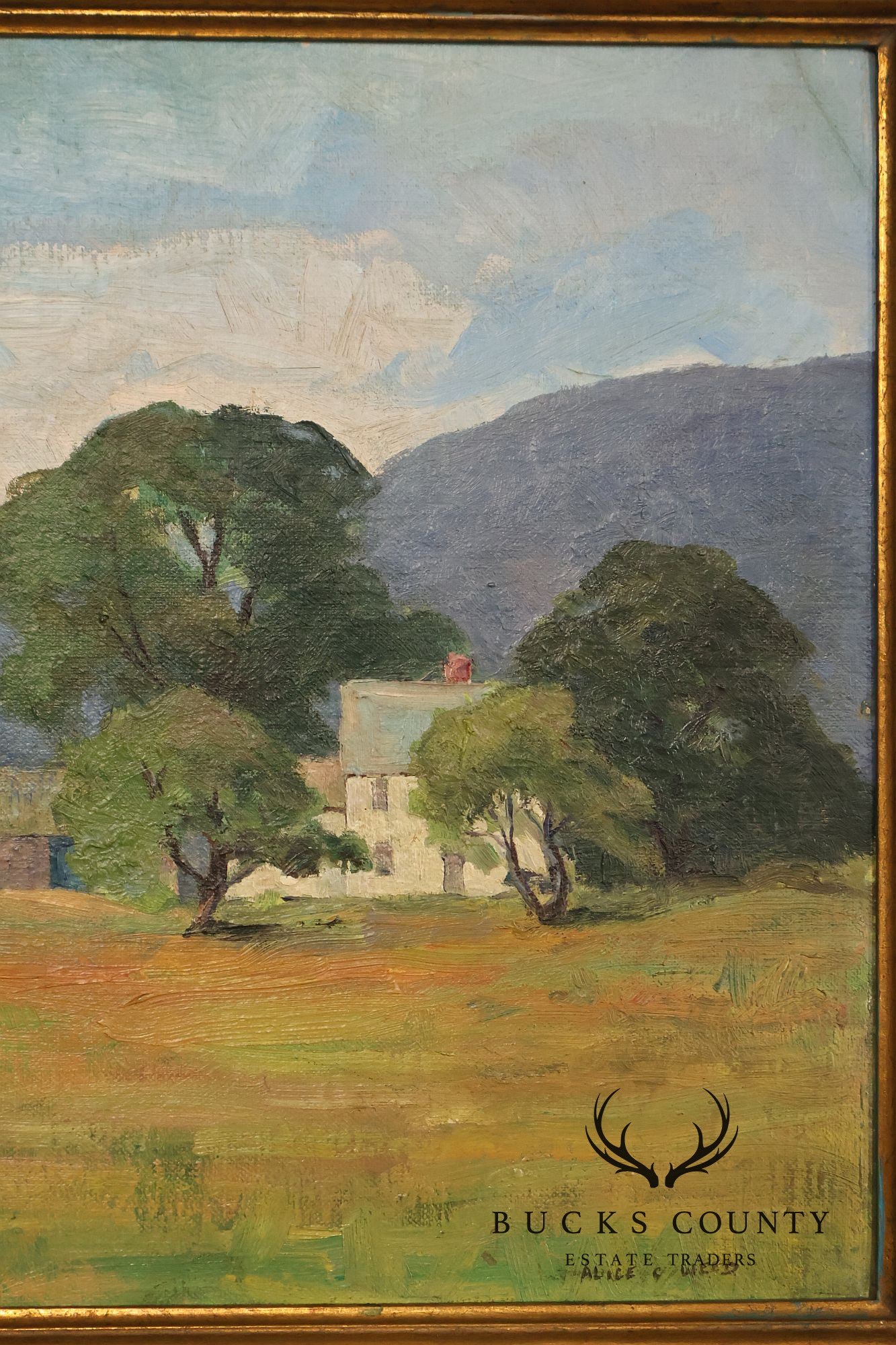 Alice Weed Framed Oil Painting, New England Farmstead