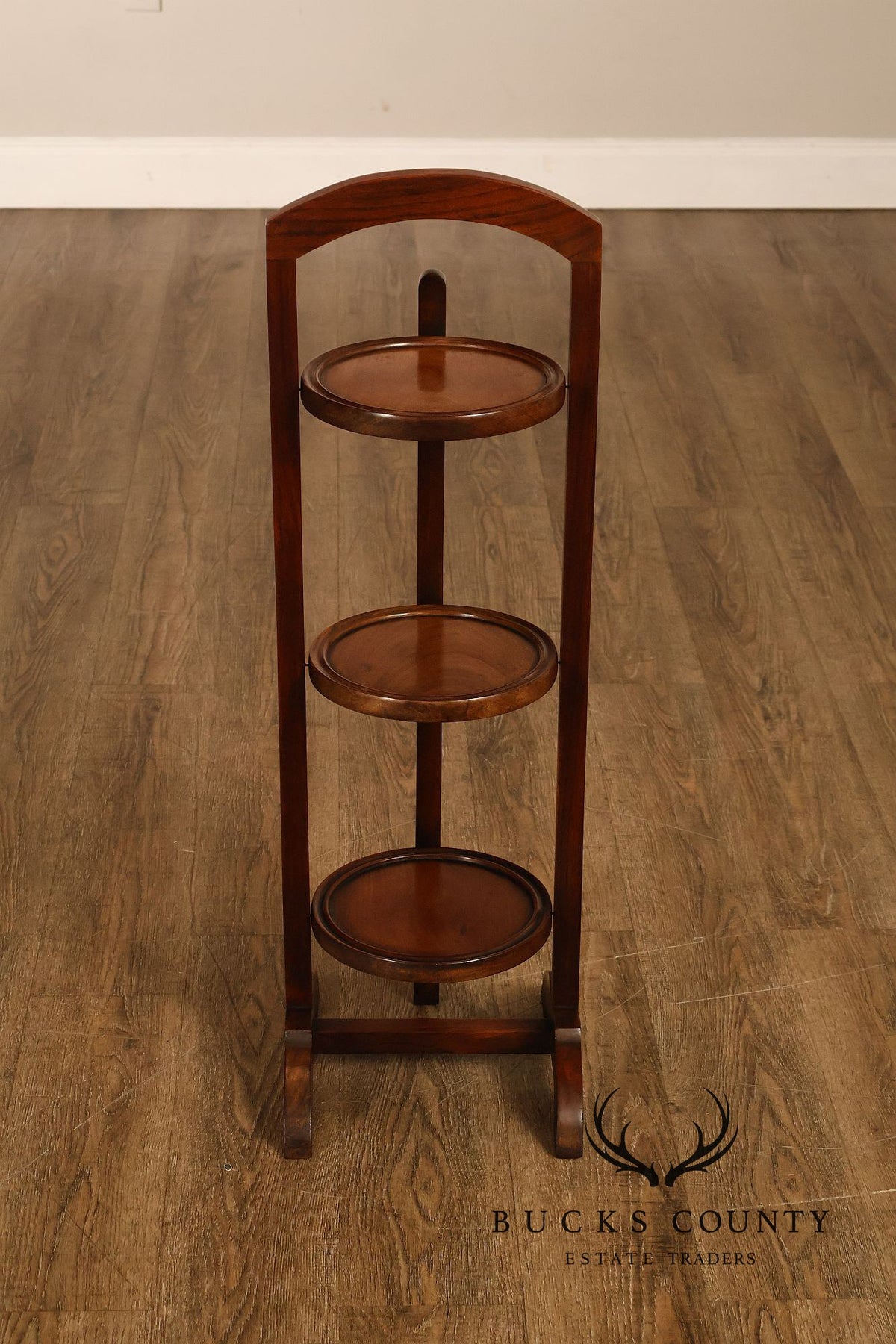 Mahogany Three Tier Collapsible Dumbwaiter Stand
