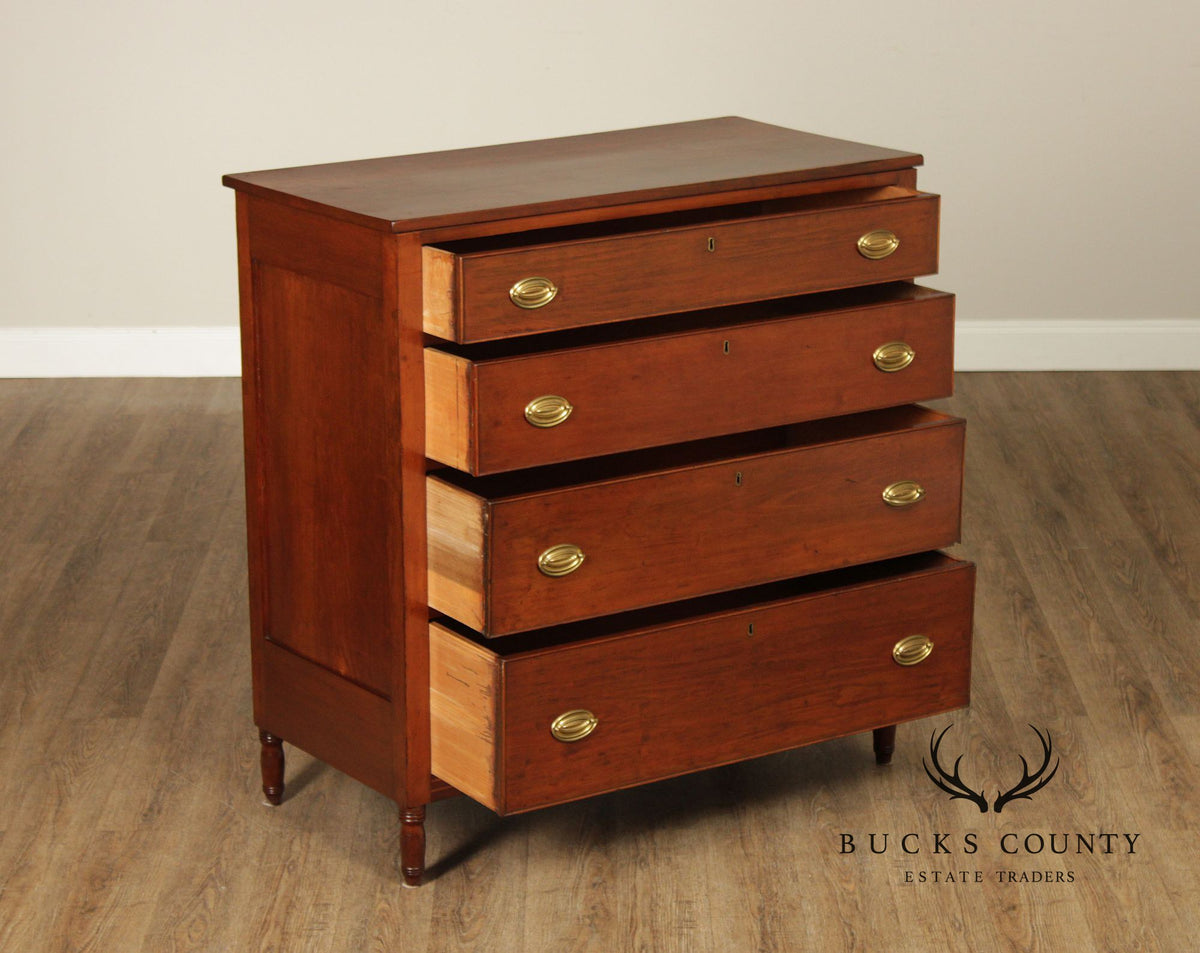 Antique Sheraton Style Poplar Four-Drawer Chest Of Drawers