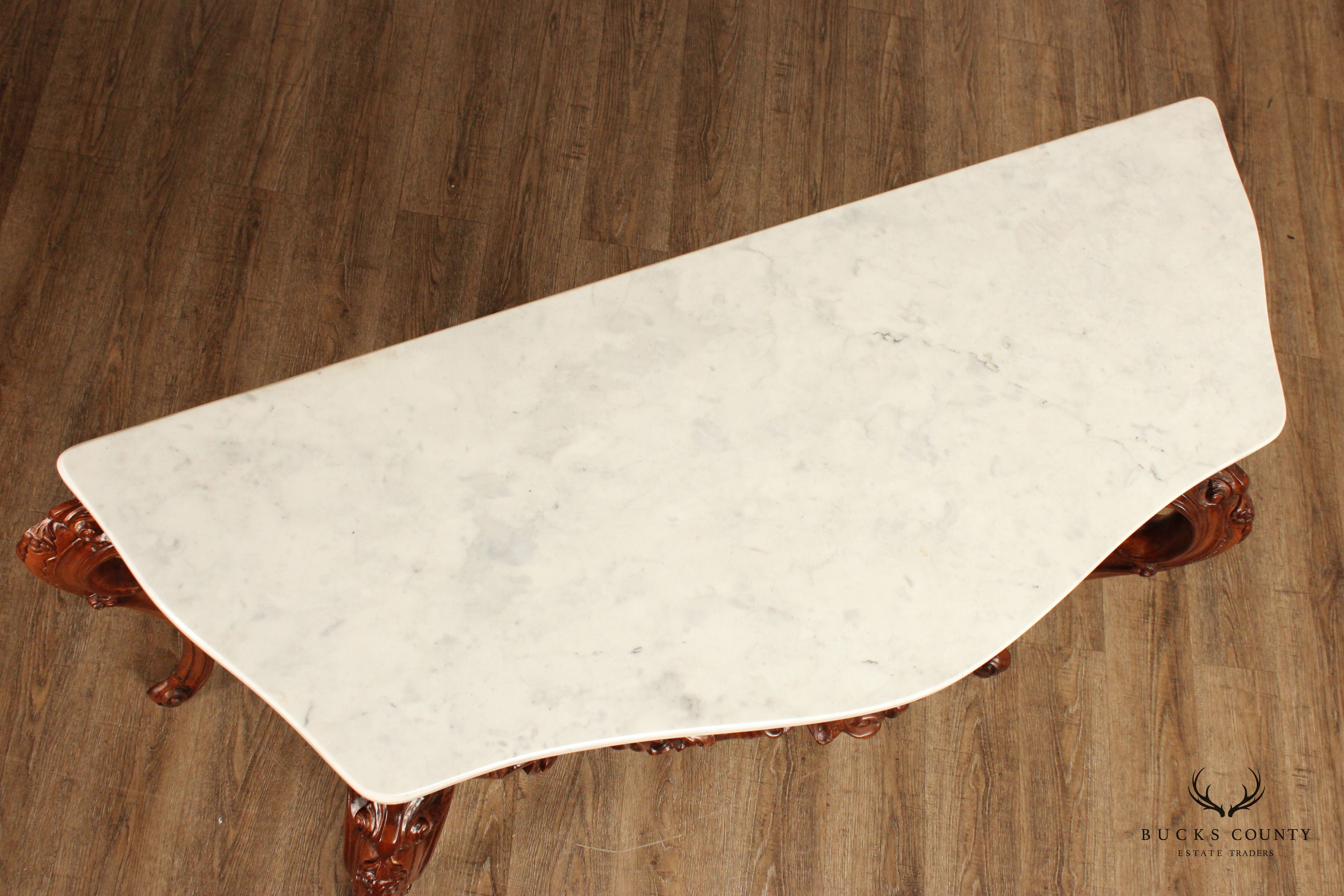 Italian Rococo Style Marble Top Console Table