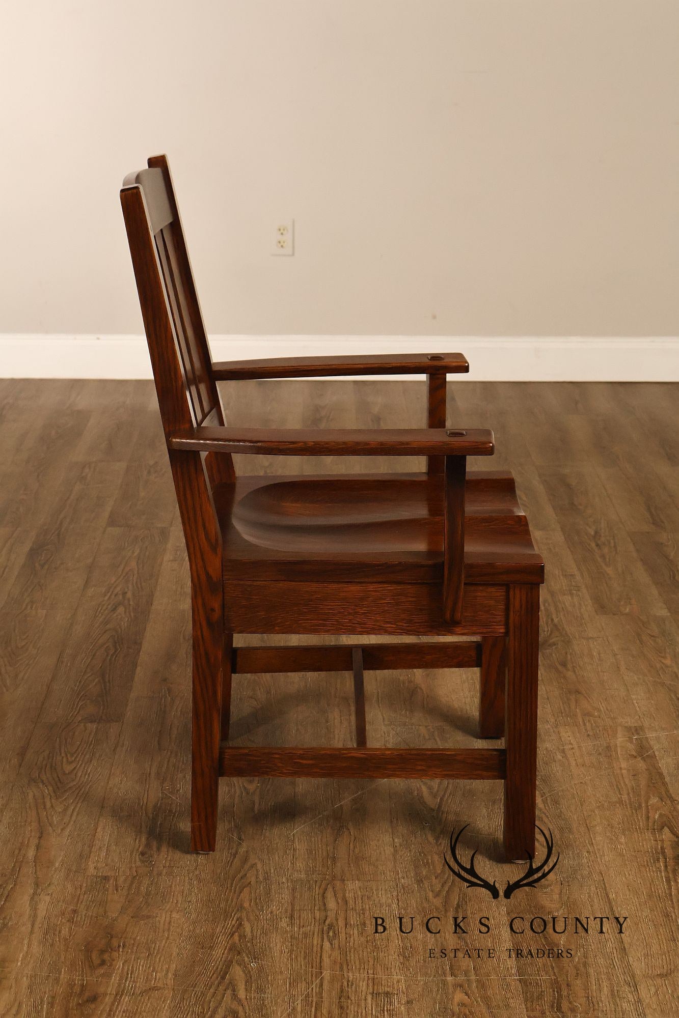 Stickley Mission Collection Pair Of Oak Cottage Armchairs