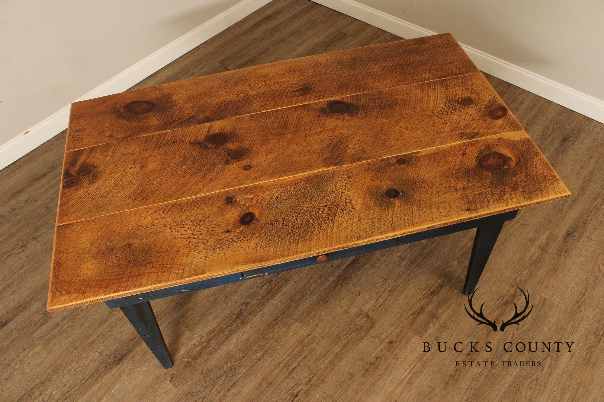 Custom Crafted Farmhouse Painted Pine Work Dining Table