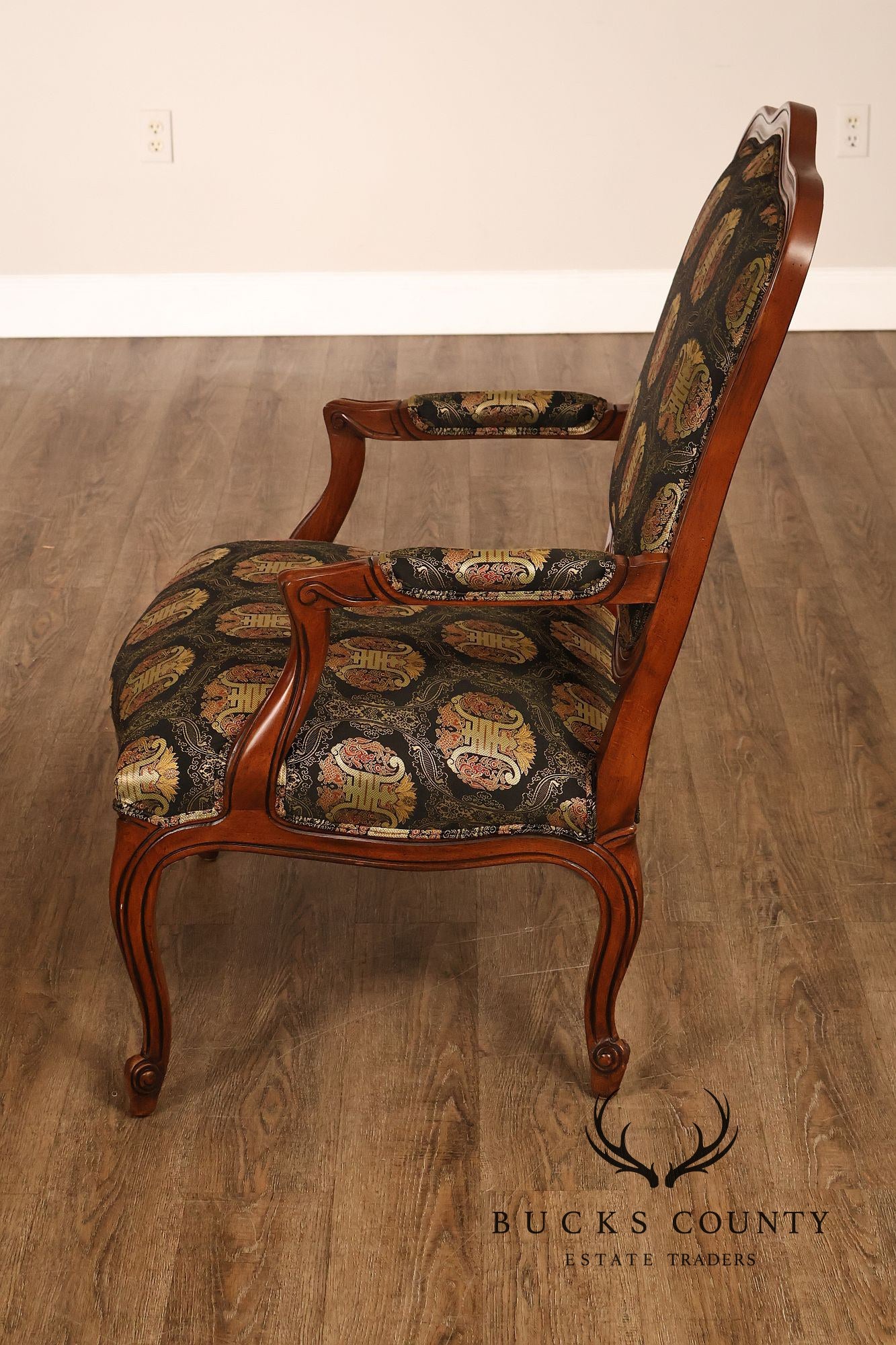 Ethan Allen French Louis XV Style Pair of Fauteuil Armchairs