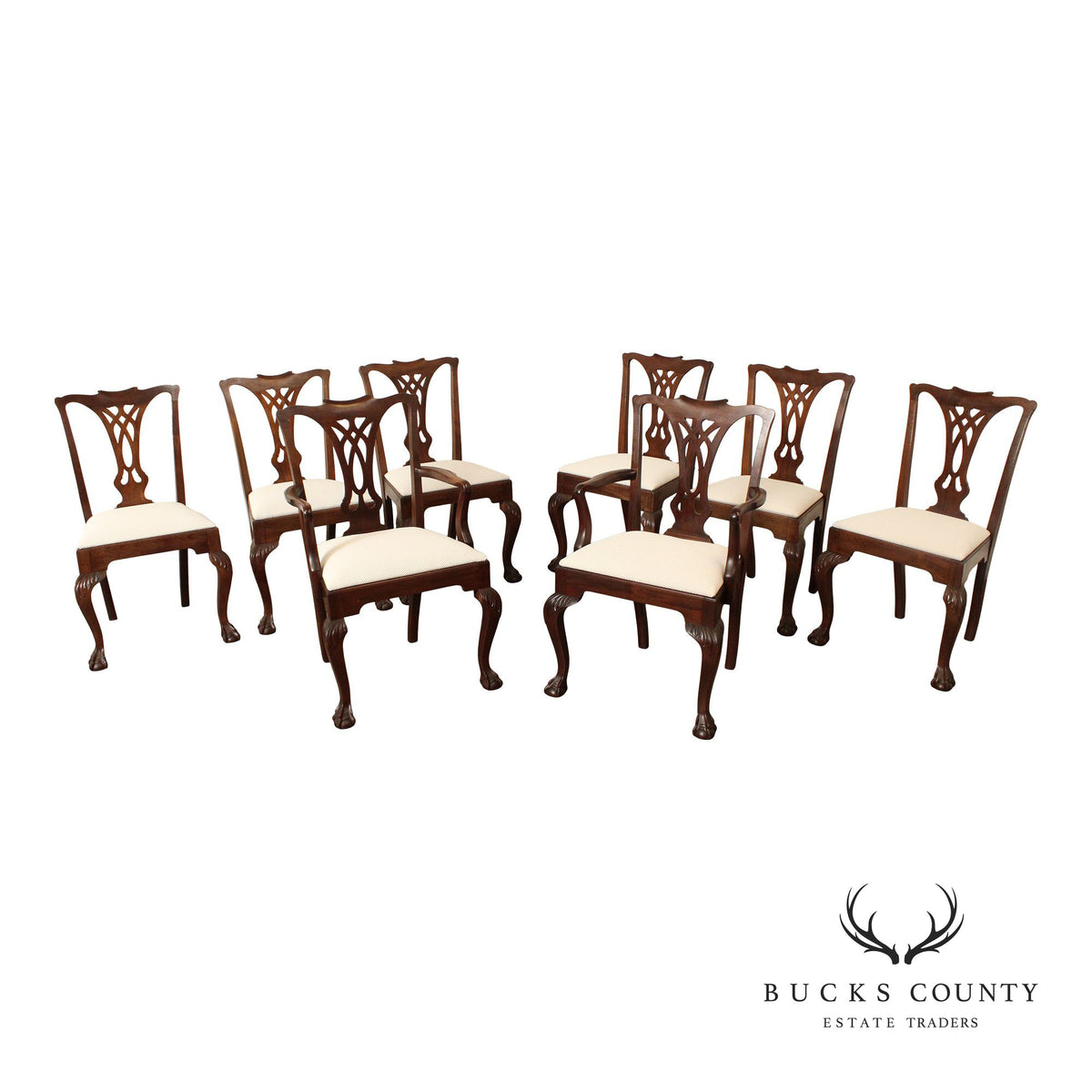 Chippendale Style Set of Eight M ahogany Dining Chairs
