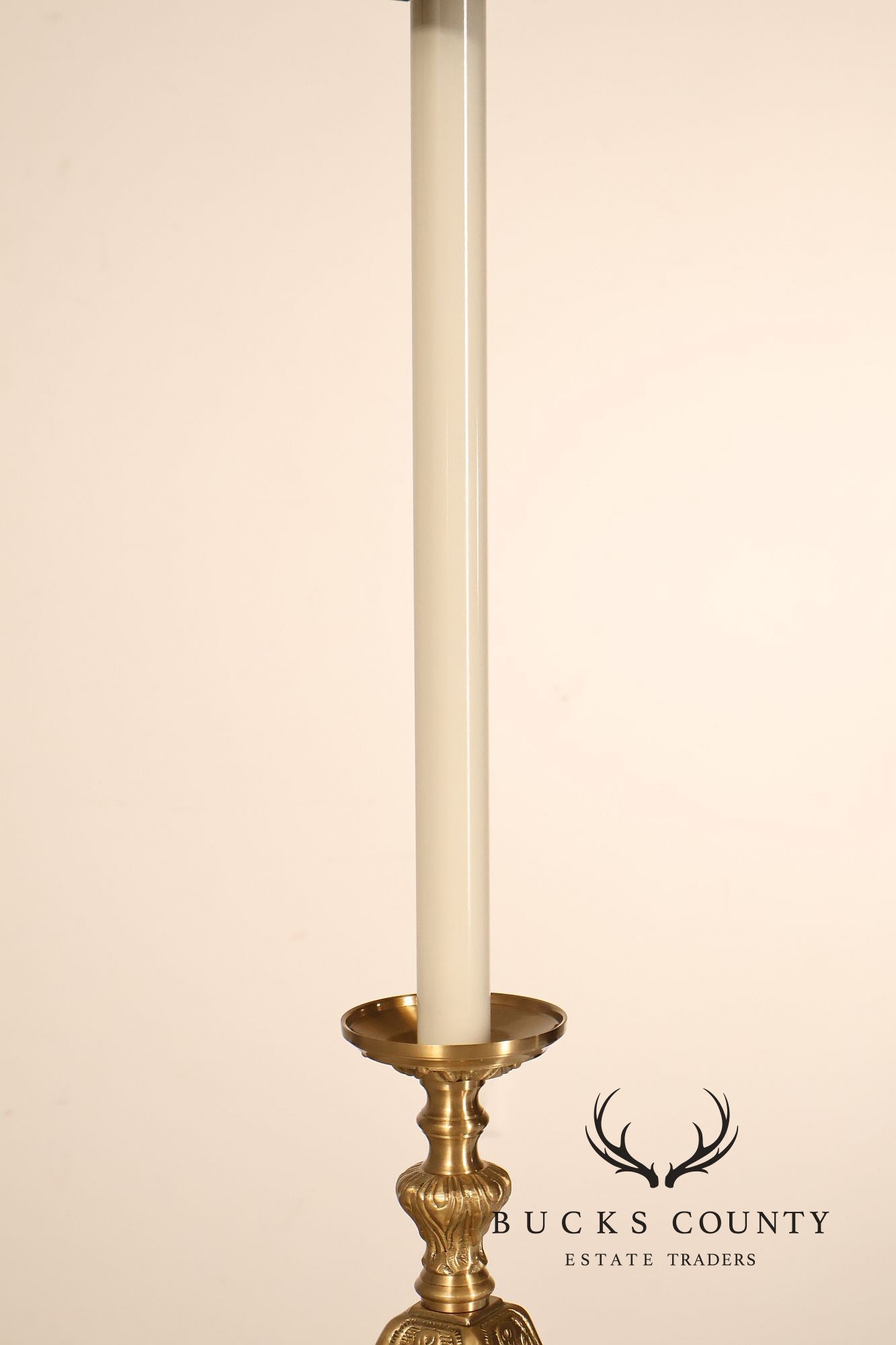 Wildwood Pair of Brass Tall Candlestick Table Lamps