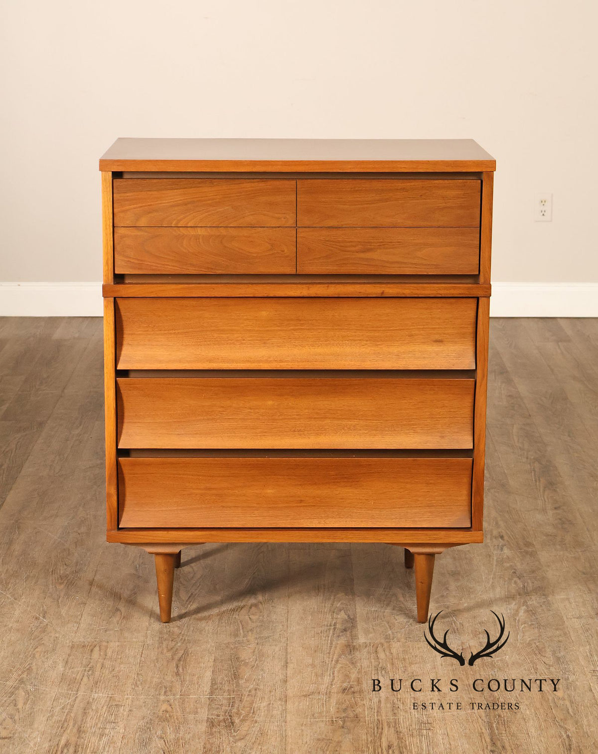 Johnson Carper Mid Century Modern Walnut Tall Chest