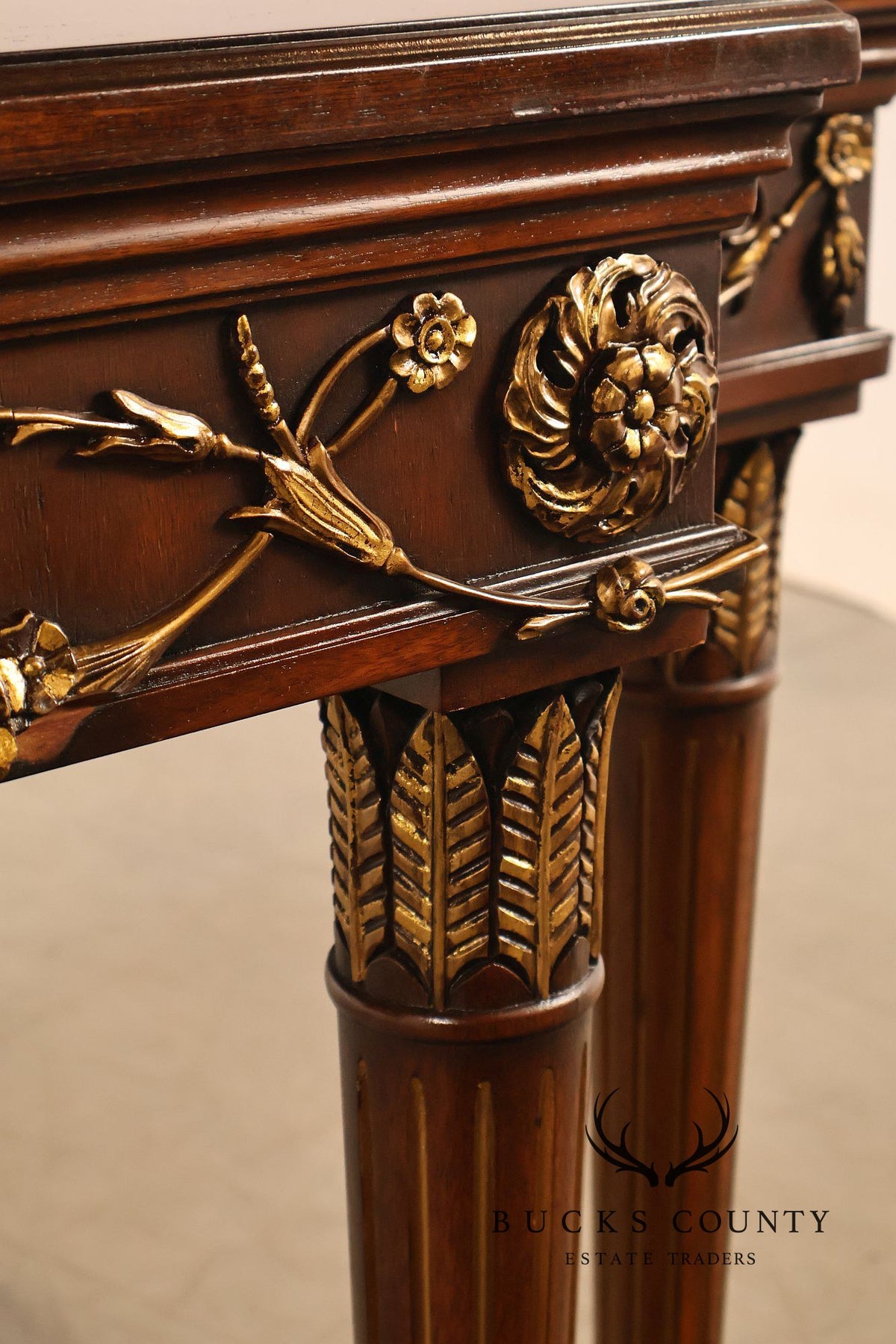 E J Victor Newport Collection Neoclassical Style Mahogany Dining Table With Two Leaves