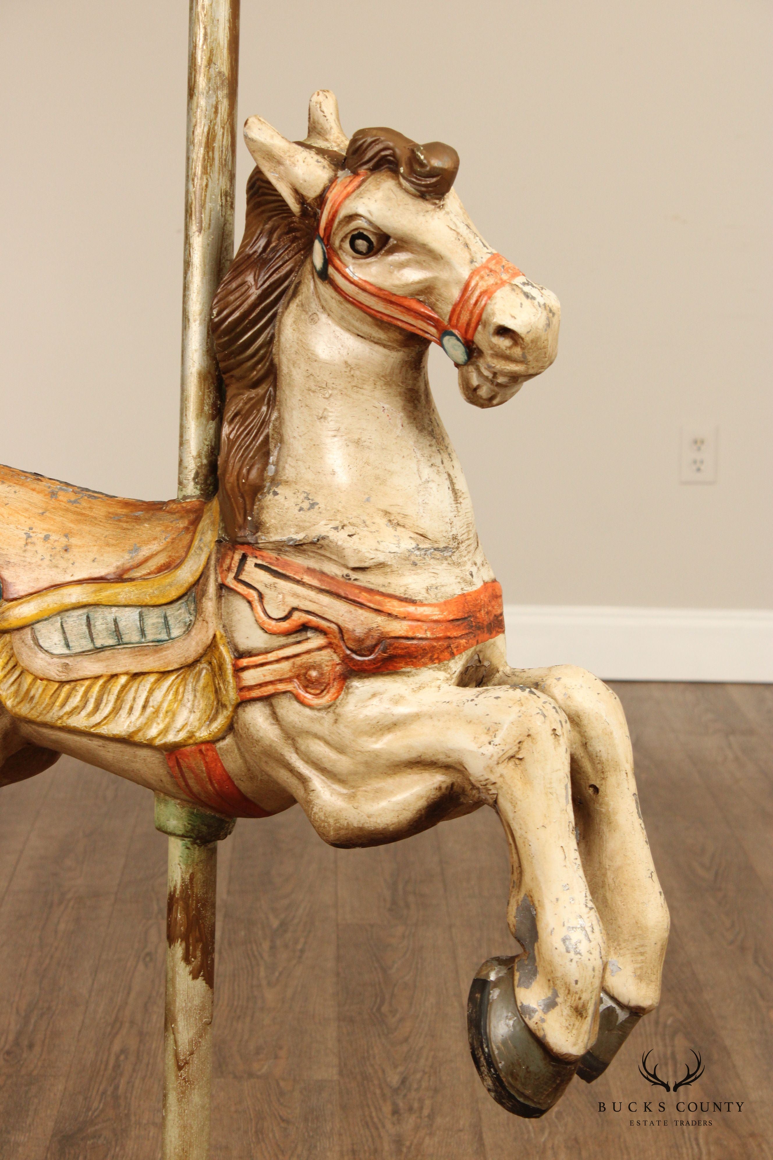 Vintage Painted Cast Aluminum Carousel Horse