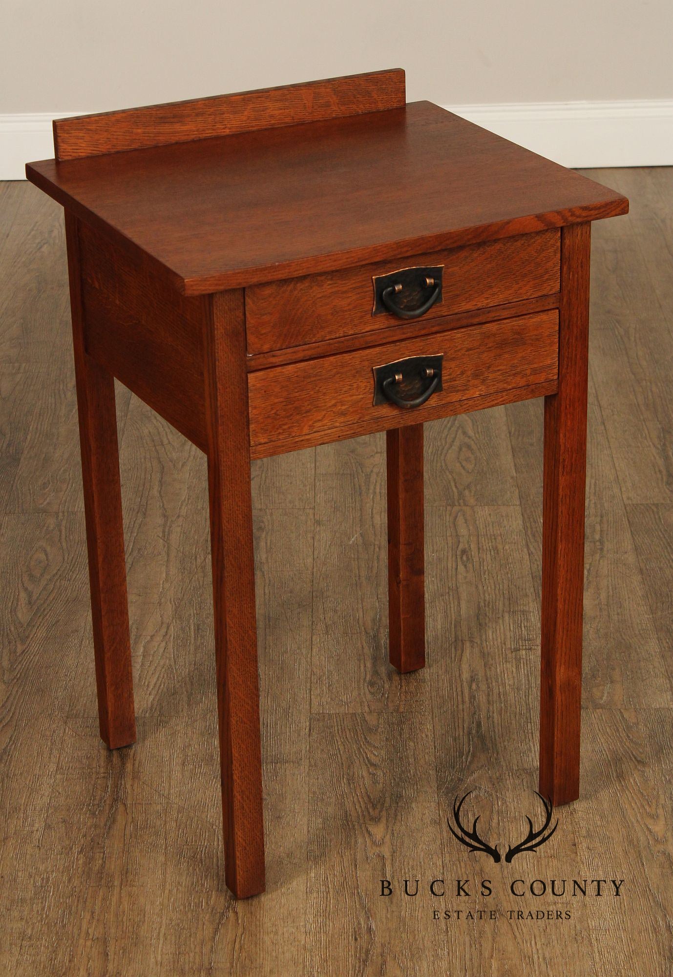 Stickley Mission Collection Oak Two-Drawer Tall Nightstand