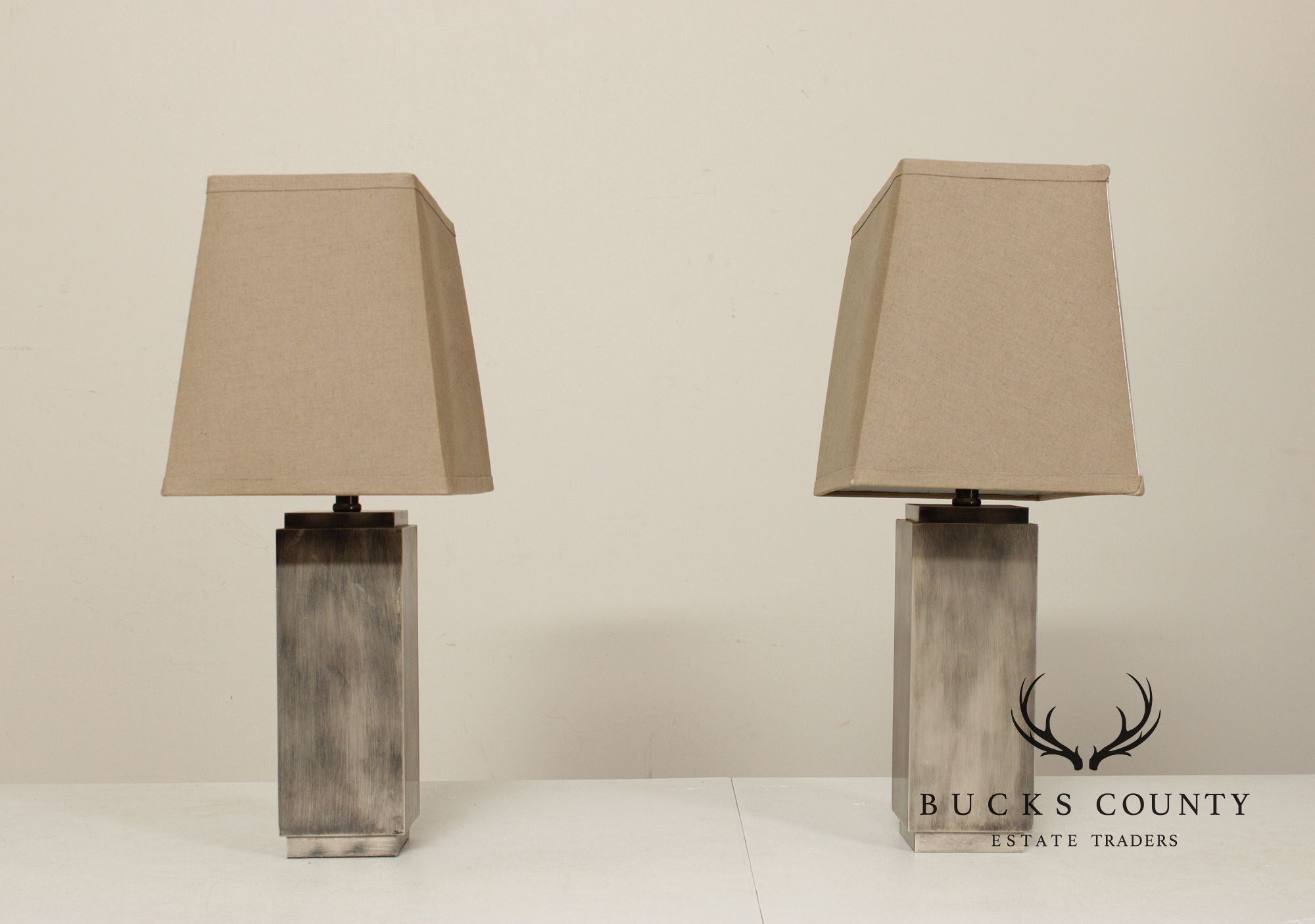 Restoration Hardware Pair of Square Column Table Lamps