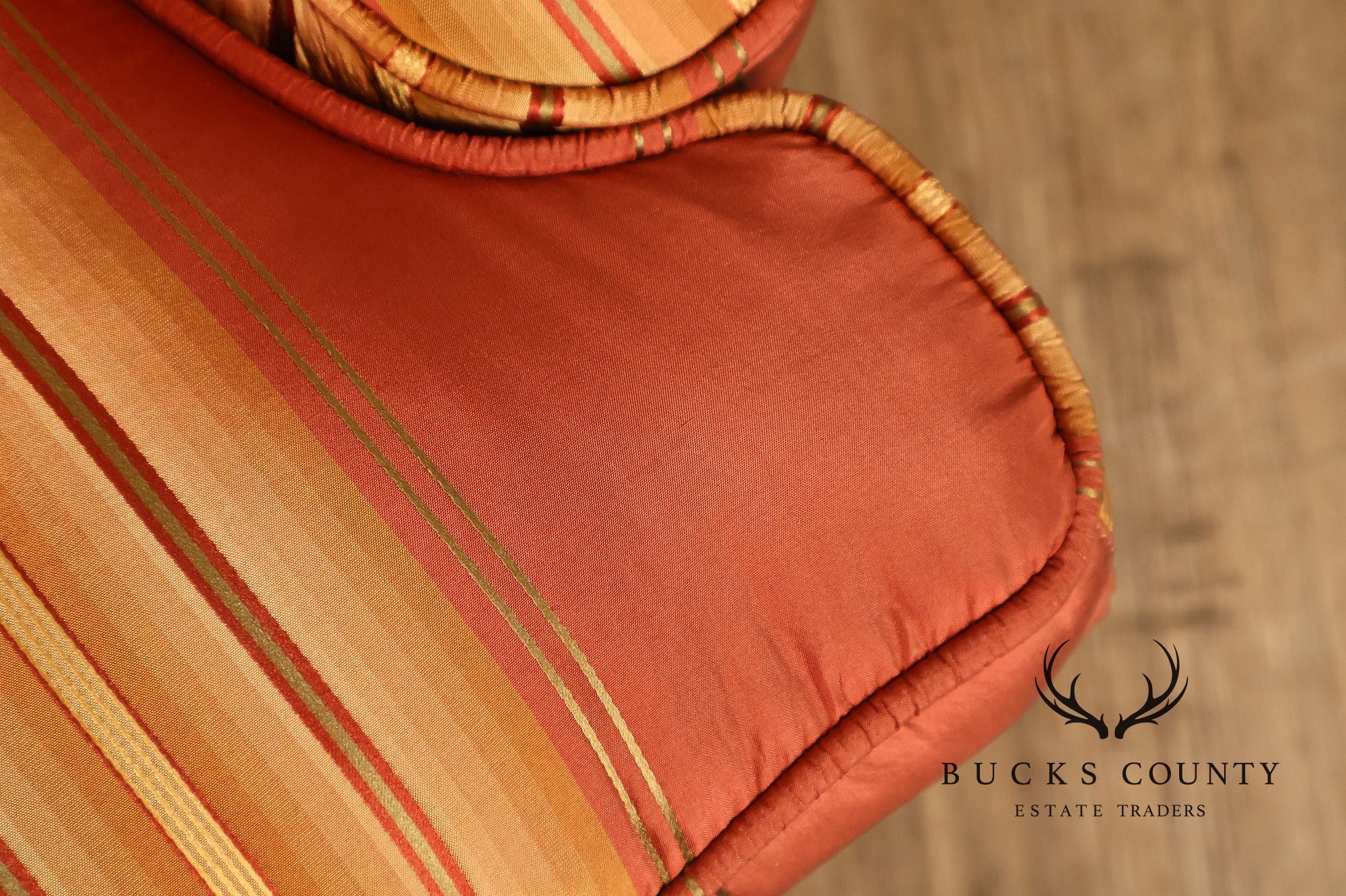 Custom Quality Pair Of Mahogany Fanback Wing Chairs
