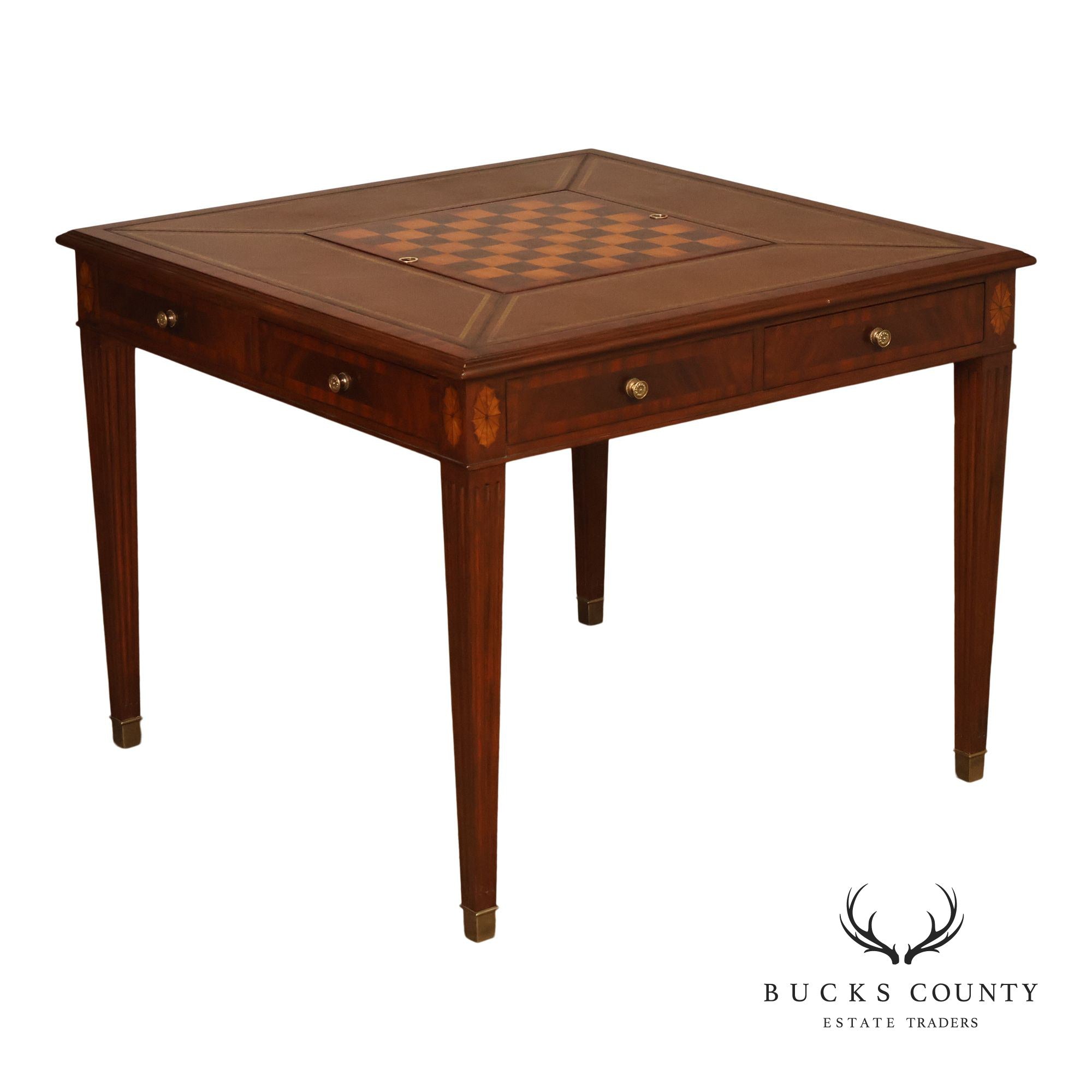 Scarborough House Federal Style Inlaid Mahogany Square Game Table