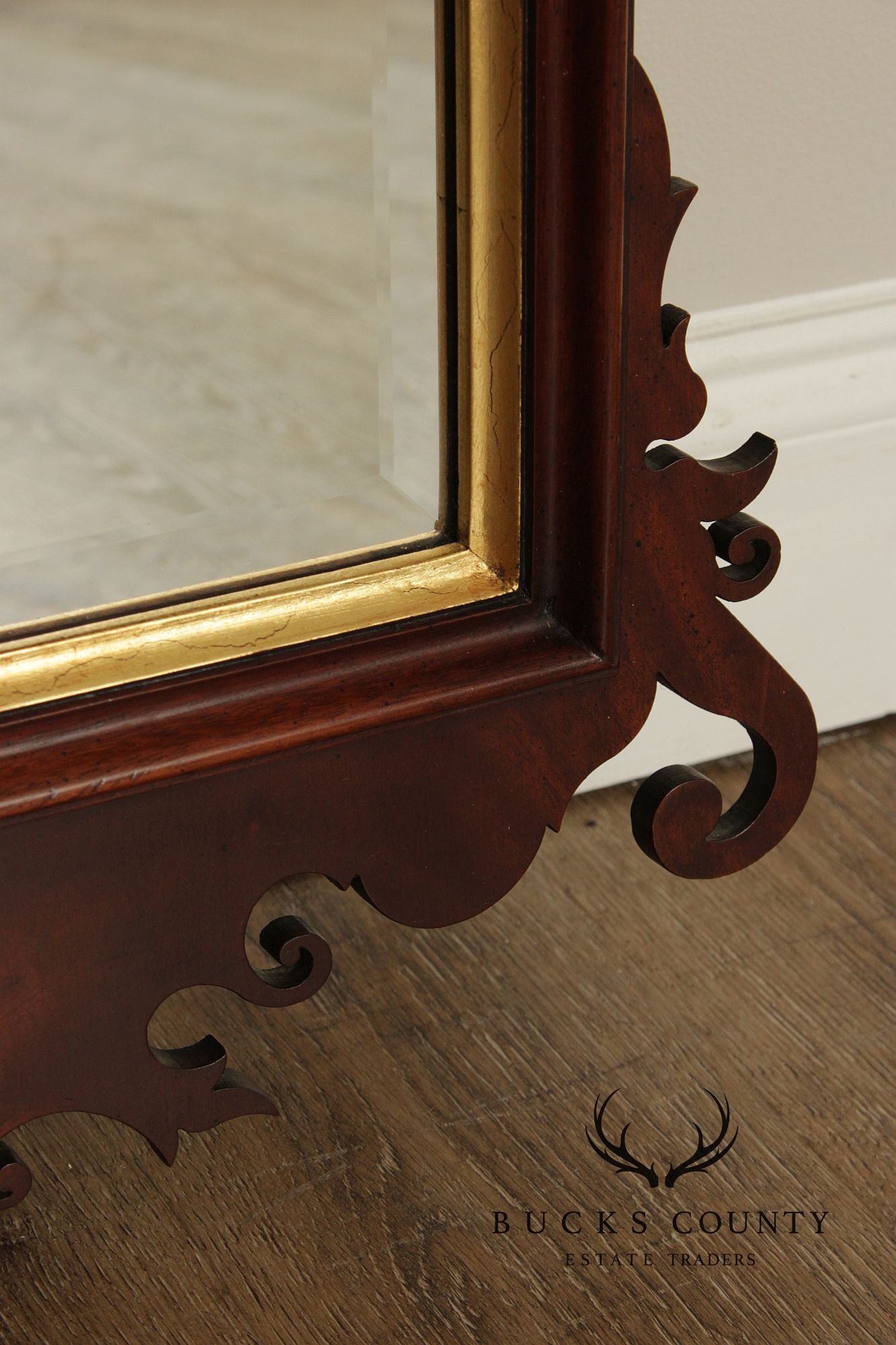 Southampton Chippendale Style Partial Gilt Mahogany Wall Mirror