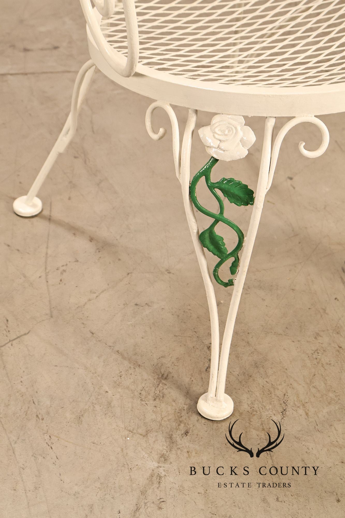 Woodard 'Chantilly Rose' Set of Four Wrought Iron Patio Dining Chairs