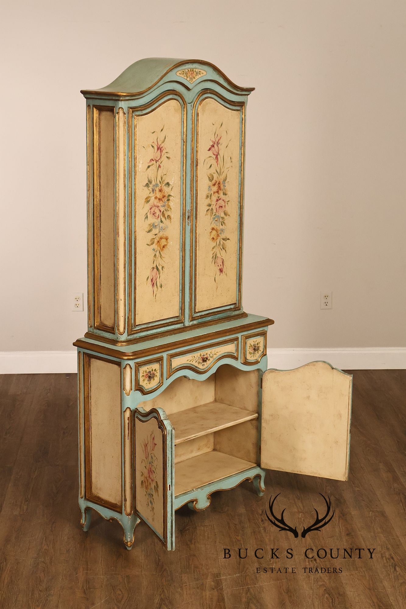 Venetian Style Hand Painted Florentine Cabinet On Stand