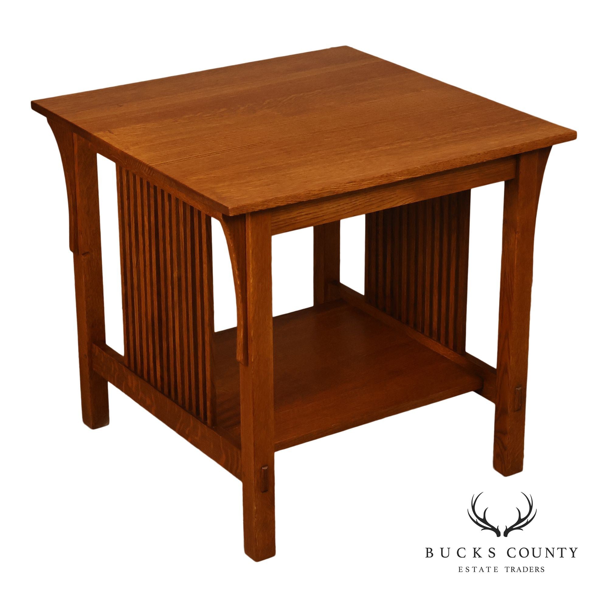 Stickley Mission Oak Spindled Side Lamp Table