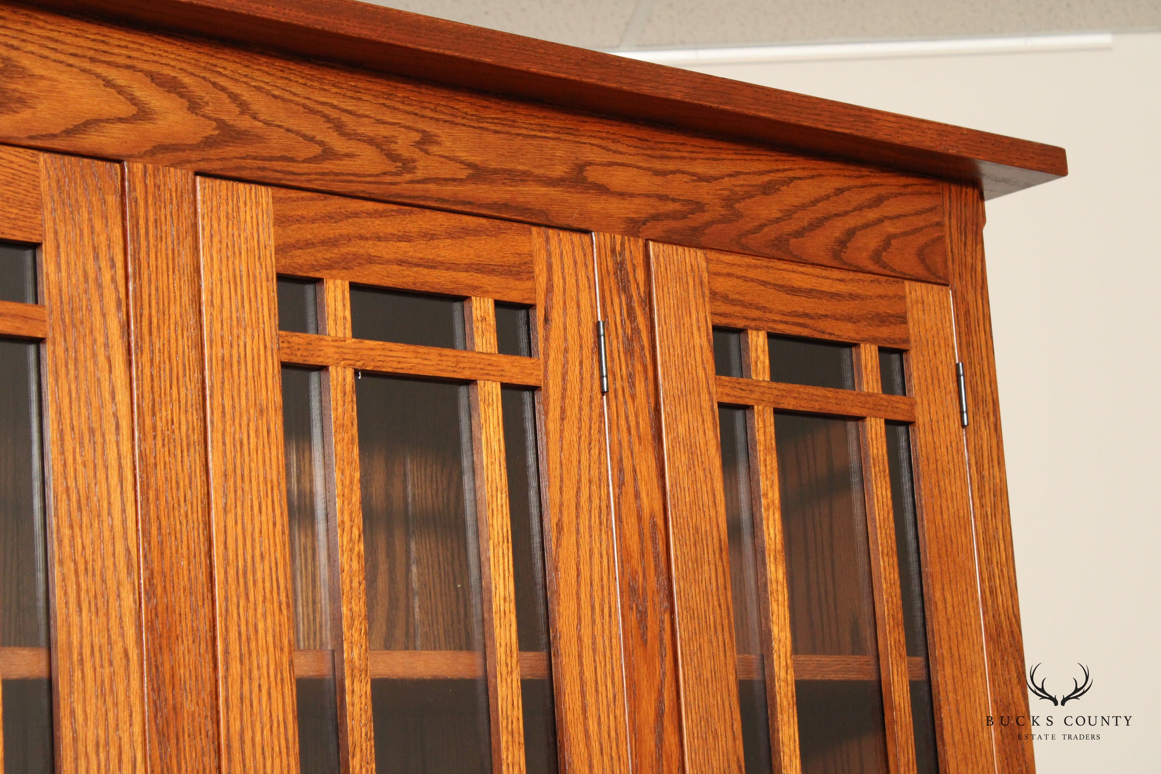 Mission Style Custom Crafted Oak Buffet Hutch