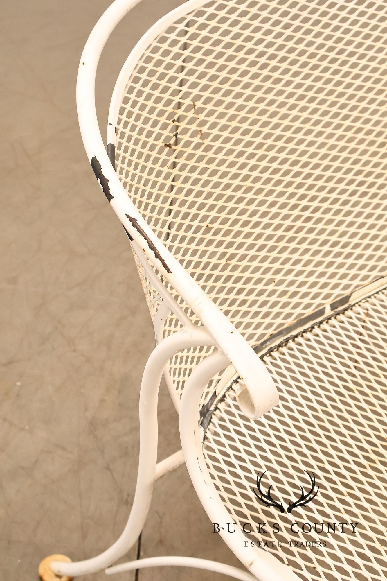 Woodard Wrought Iron Mesh Outdoor Loveseat Bench