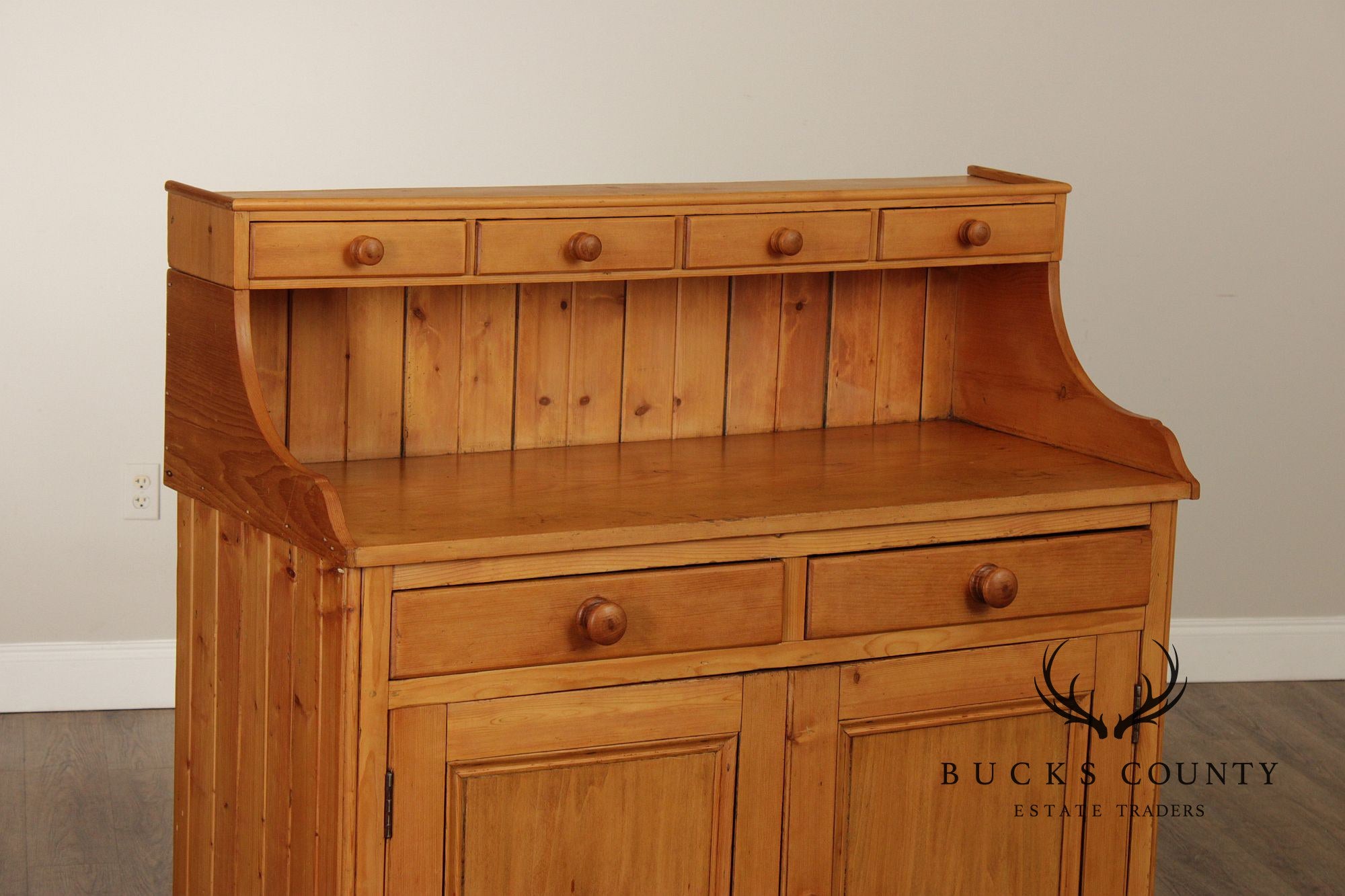 English Pine Step Back Hutch Dry Sink Cabinet