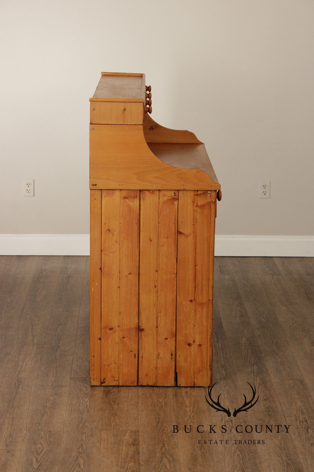 English Pine Step Back Hutch Dry Sink Cabinet