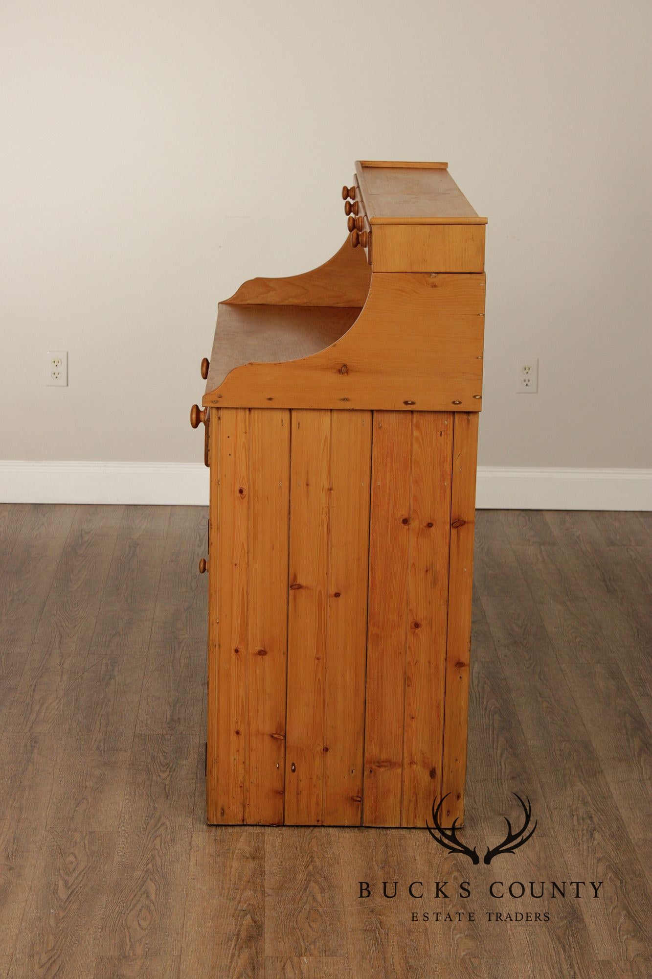 English Pine Step Back Hutch Dry Sink Cabinet