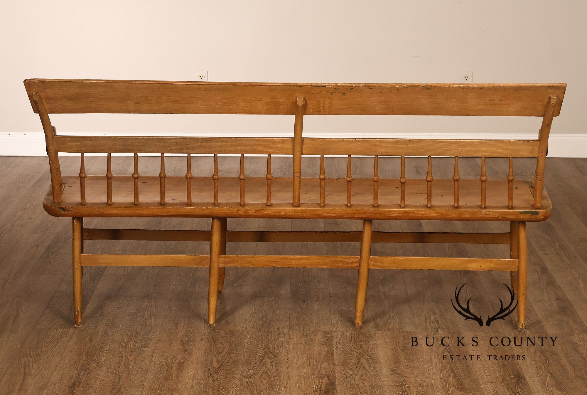 Antique Grain Painted American Deacons Bench