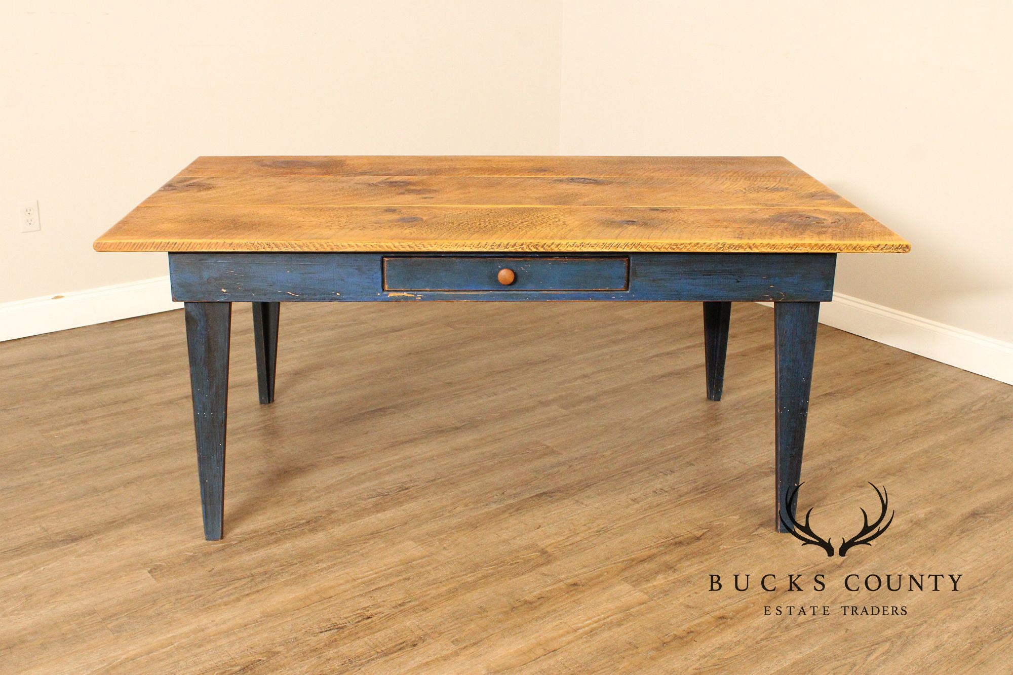 Custom Crafted Farmhouse Painted Pine Work Dining Table