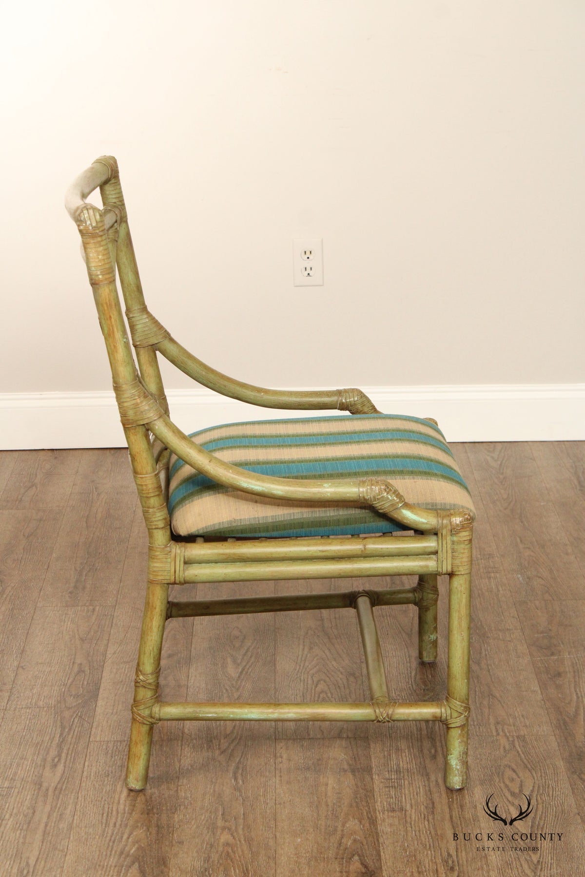 Surfside Casual Furniture Mid Century Modern Set of Four Rattan Dining Chairs