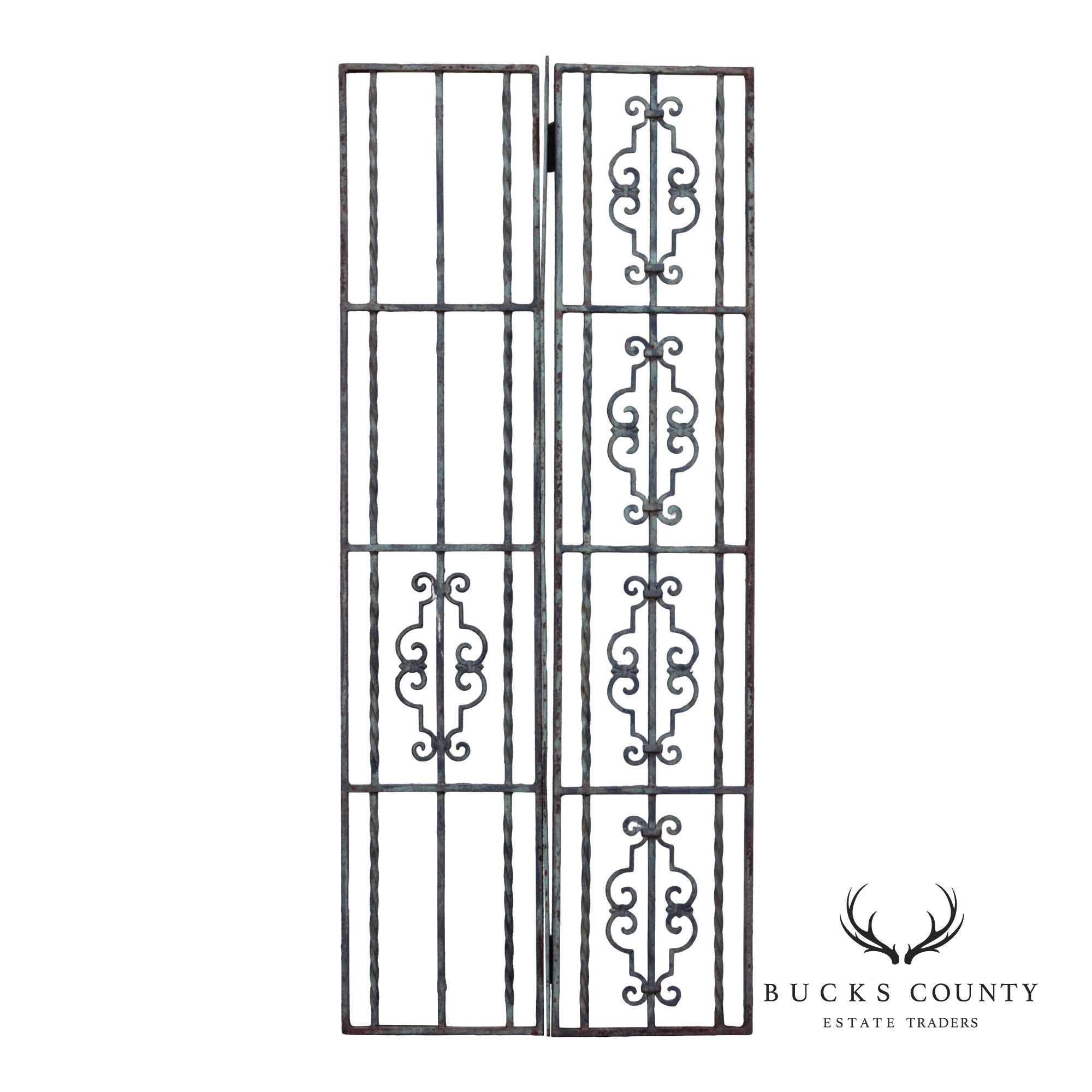 Vintage Pair Of Ornamental Iron Garden Or Entry Doors