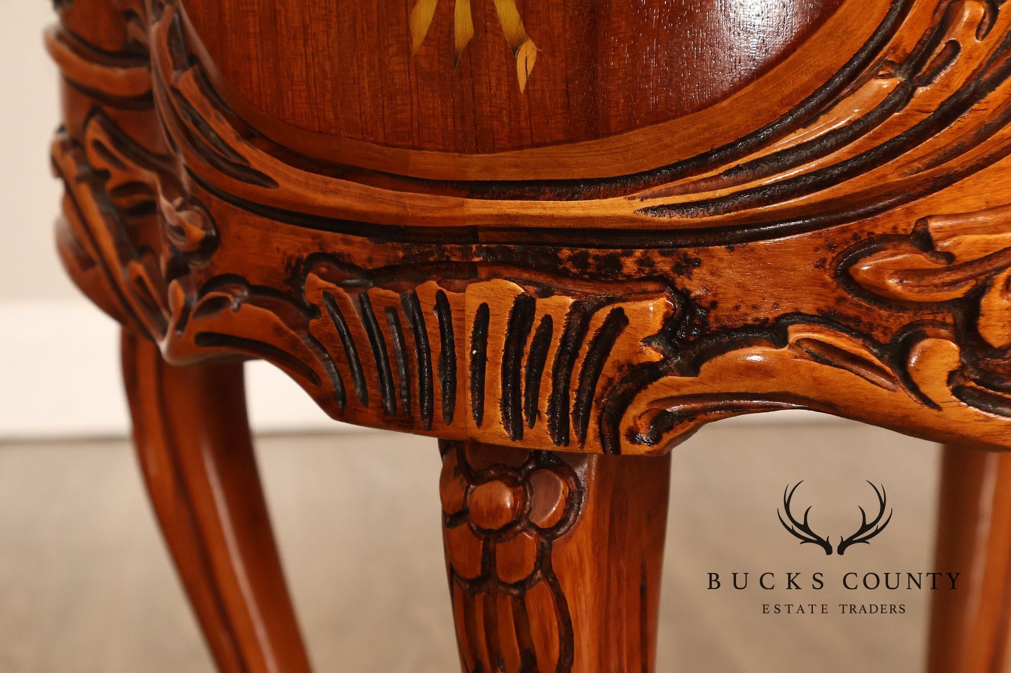 French Louis XV Style Marquetry Inlaid Nightstand