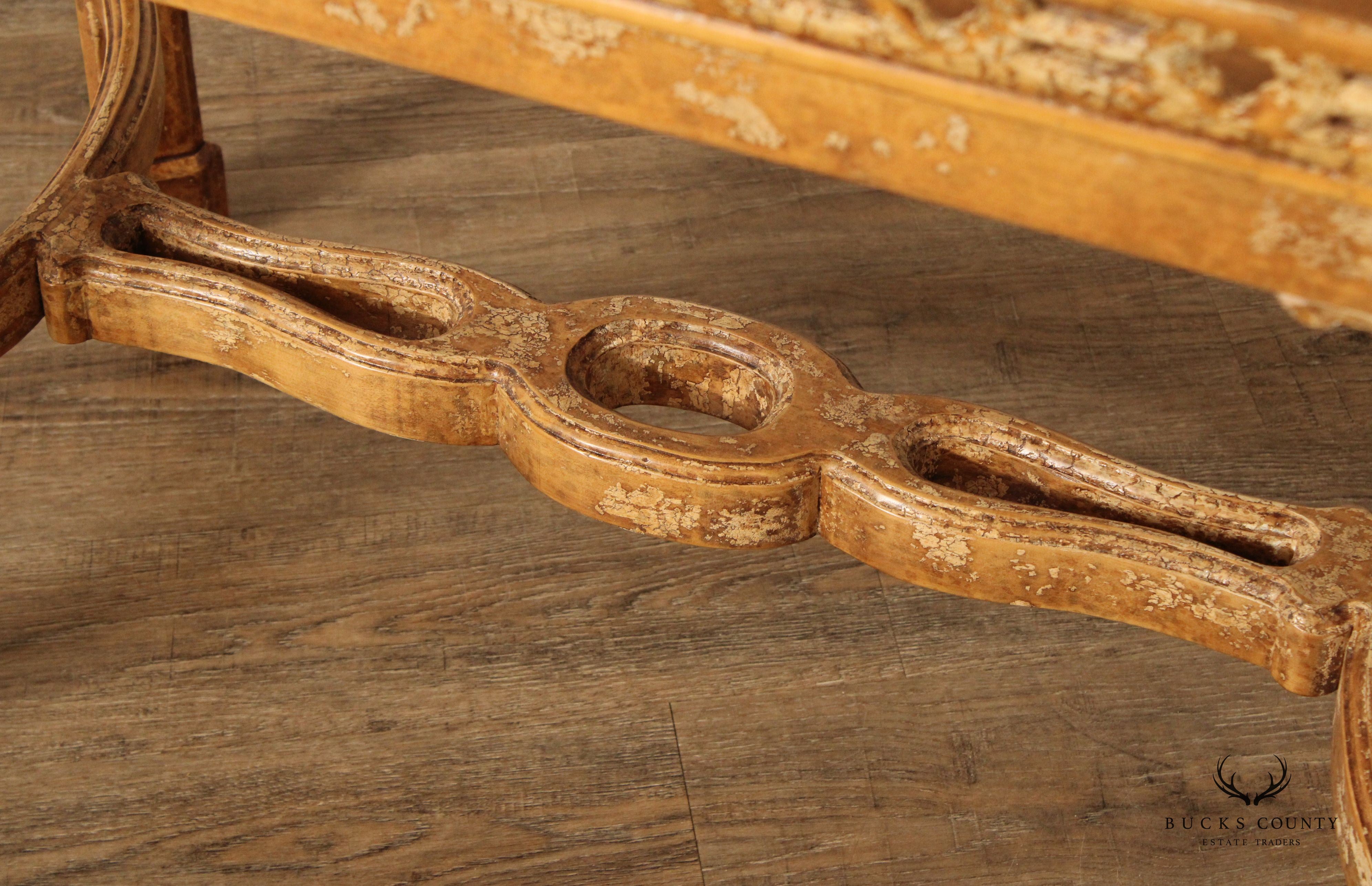 Chinese Chippendale Style Distress Painted Tea Table