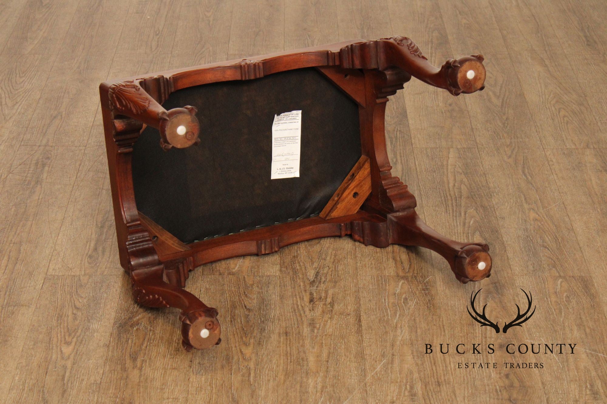 Stickley Chippendale Style Carved Mahogany Foot Stool