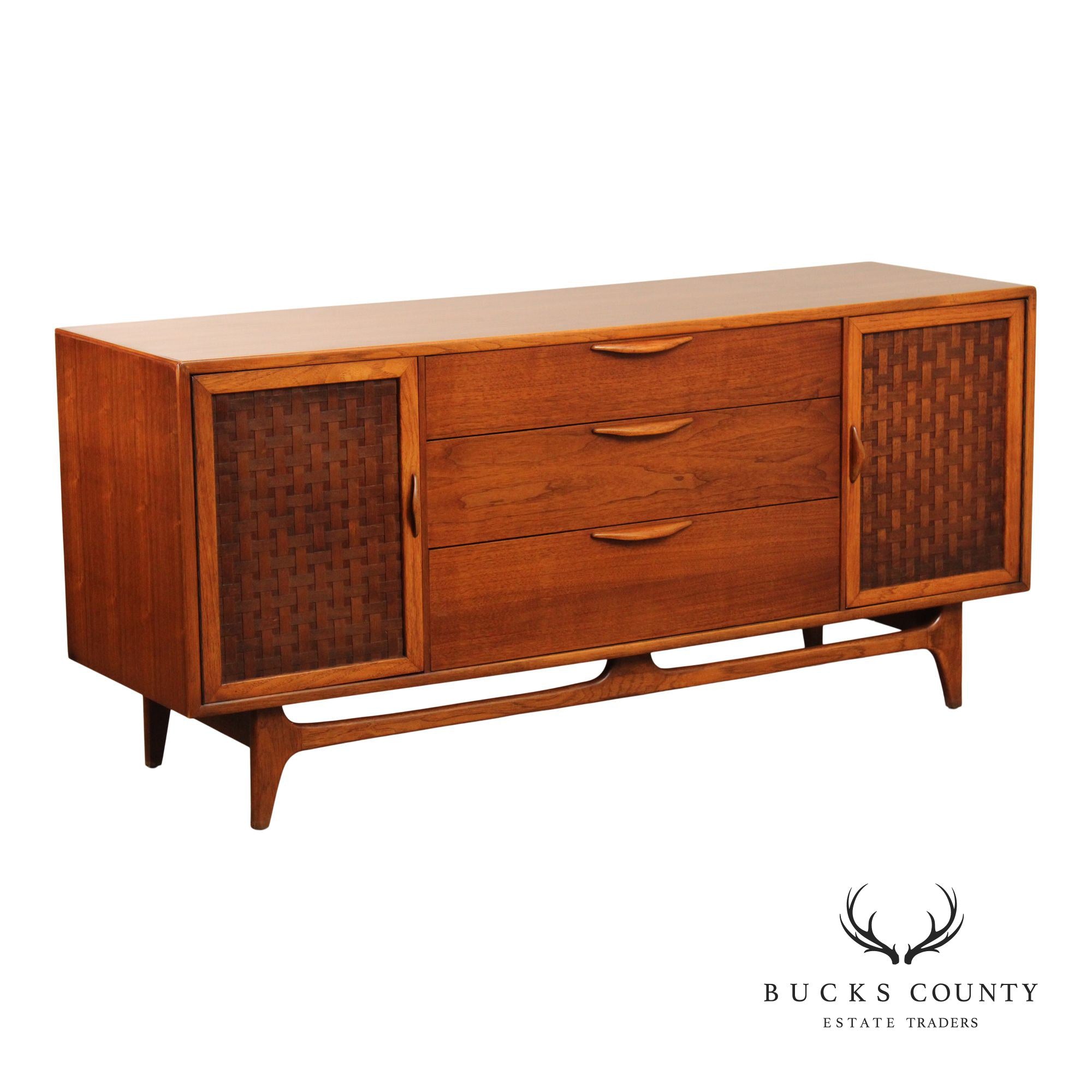 Lane Mid-Century Modern Walnut Credenza Sideboard