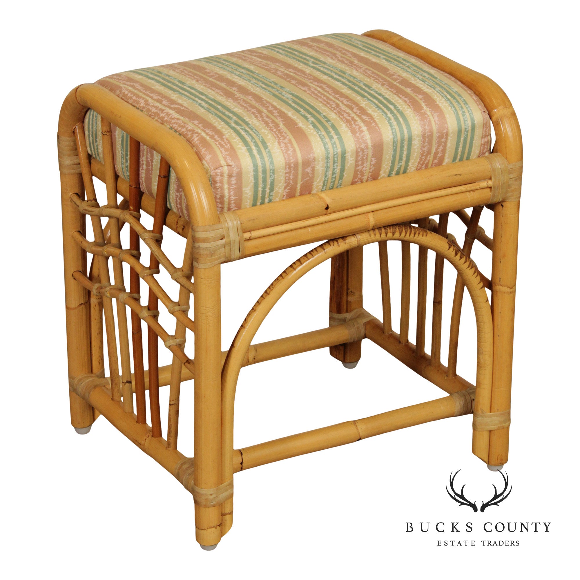 Vintage Hollywood Regency Bamboo Bench