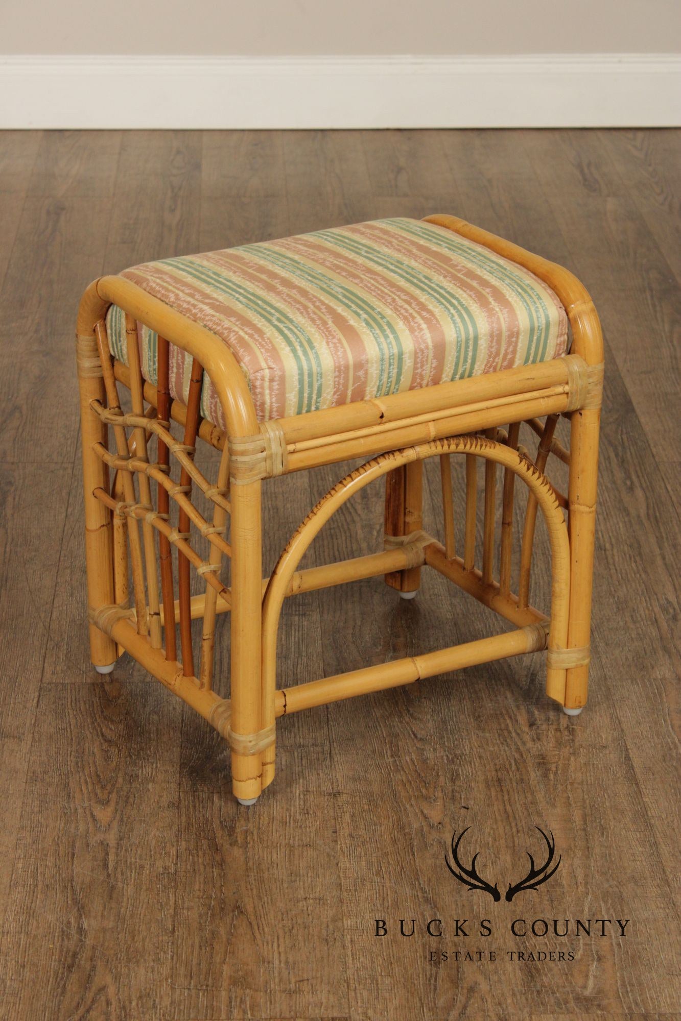 Vintage Hollywood Regency Bamboo Bench