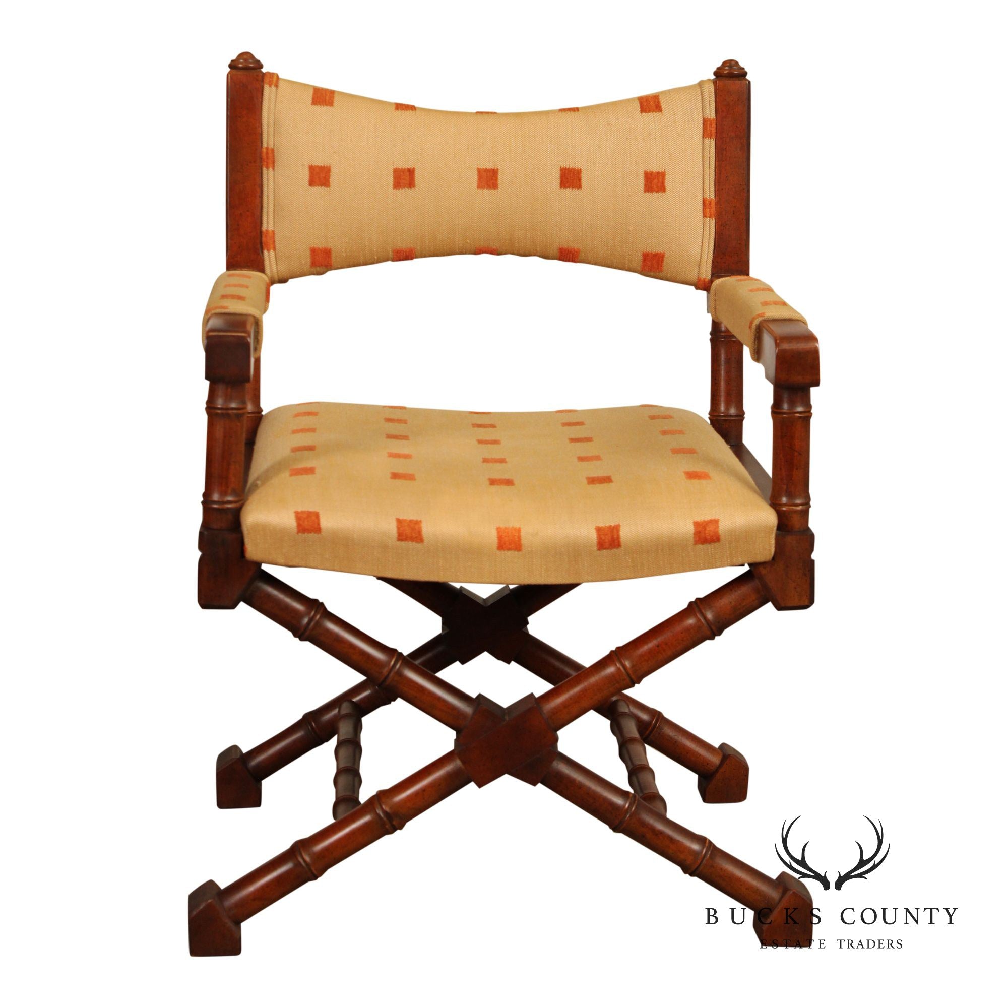 Century Chair Co. Campaign Style X-Base Armchair