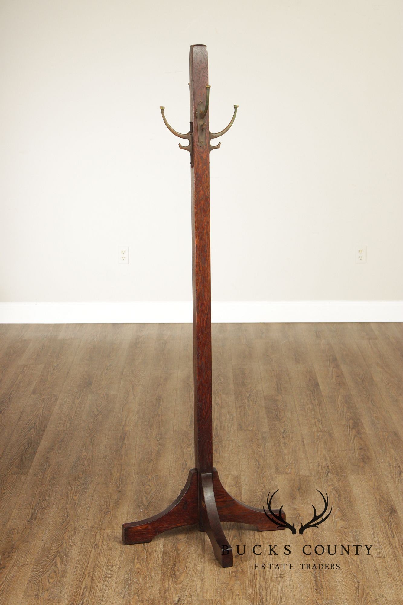 Antique L. & J.G. Stickley Mission Oak Coat Rack Hall Tree