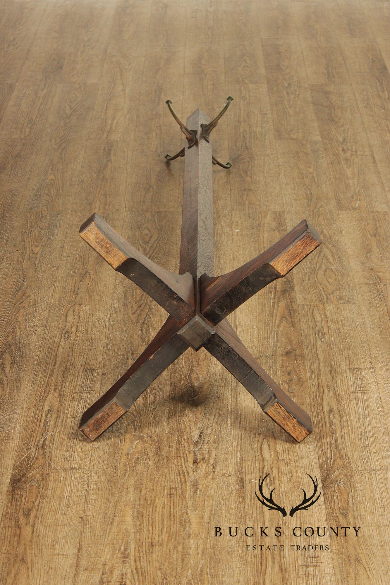 Antique L. & J.G. Stickley Mission Oak Coat Rack Hall Tree