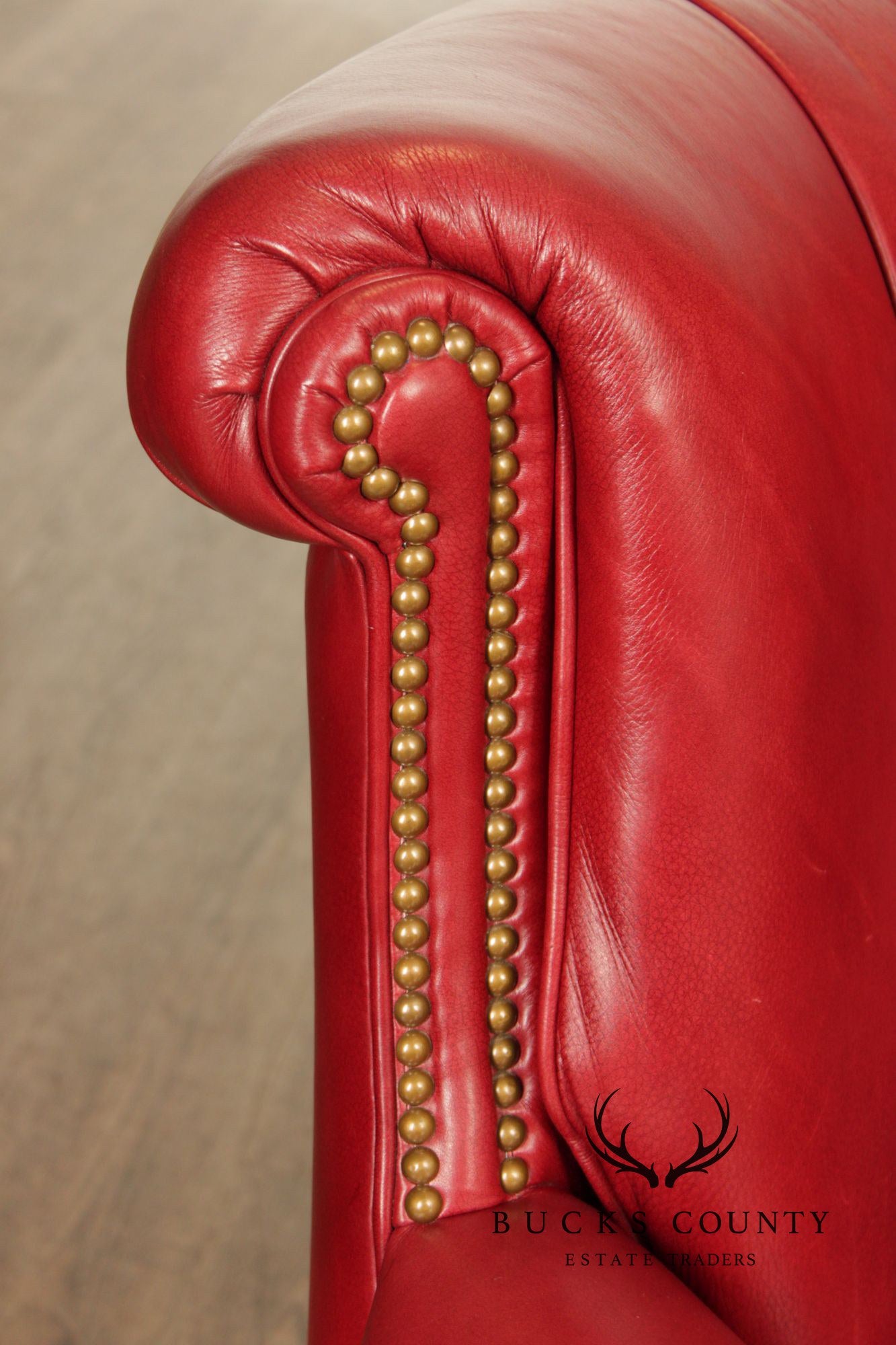 Hancock & Moore Red Leather Swivel Club Chair With Nailhead Trim