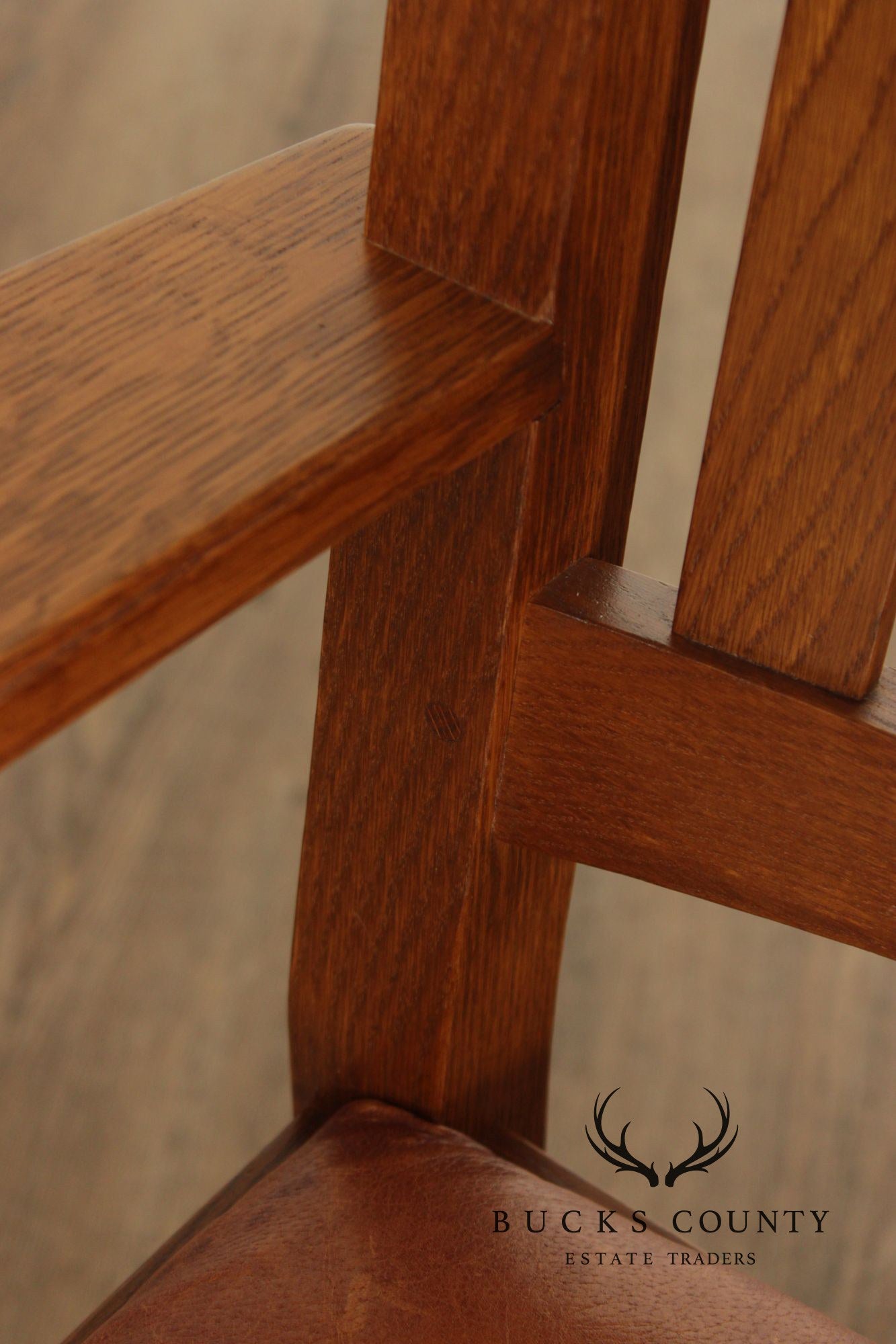 Stickley Mission Collection Oak and Leather Cottage Armchair